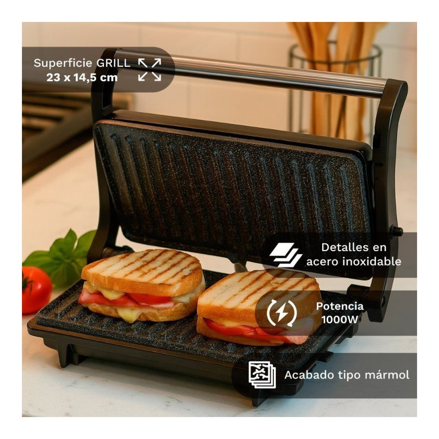 Grunkel GRL-MARBLE · Grill Eléctrico · 1000W · 230x145mm