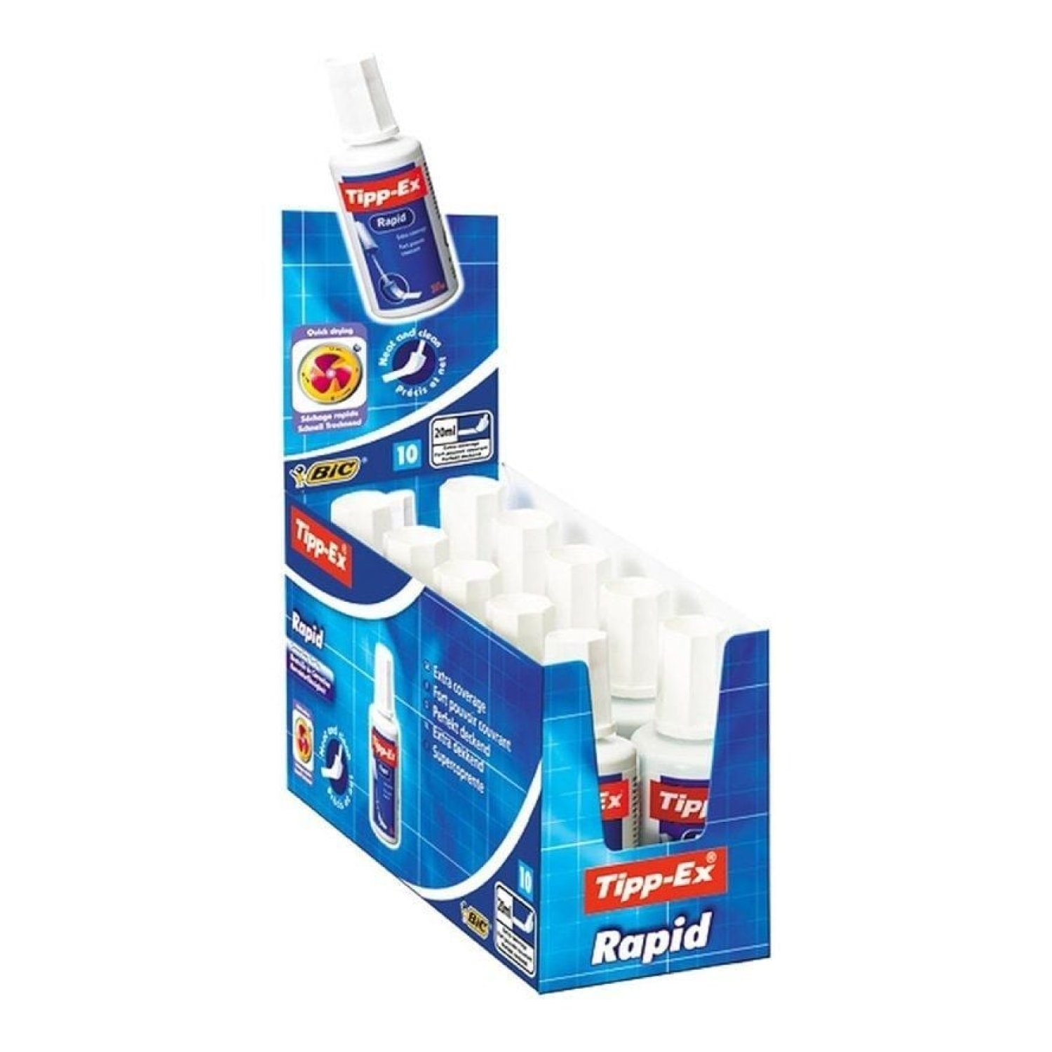 BIC Tipp-Ex Rapid Fluid · Corrector Líquido · 20ml · Pack 10 Unidades
