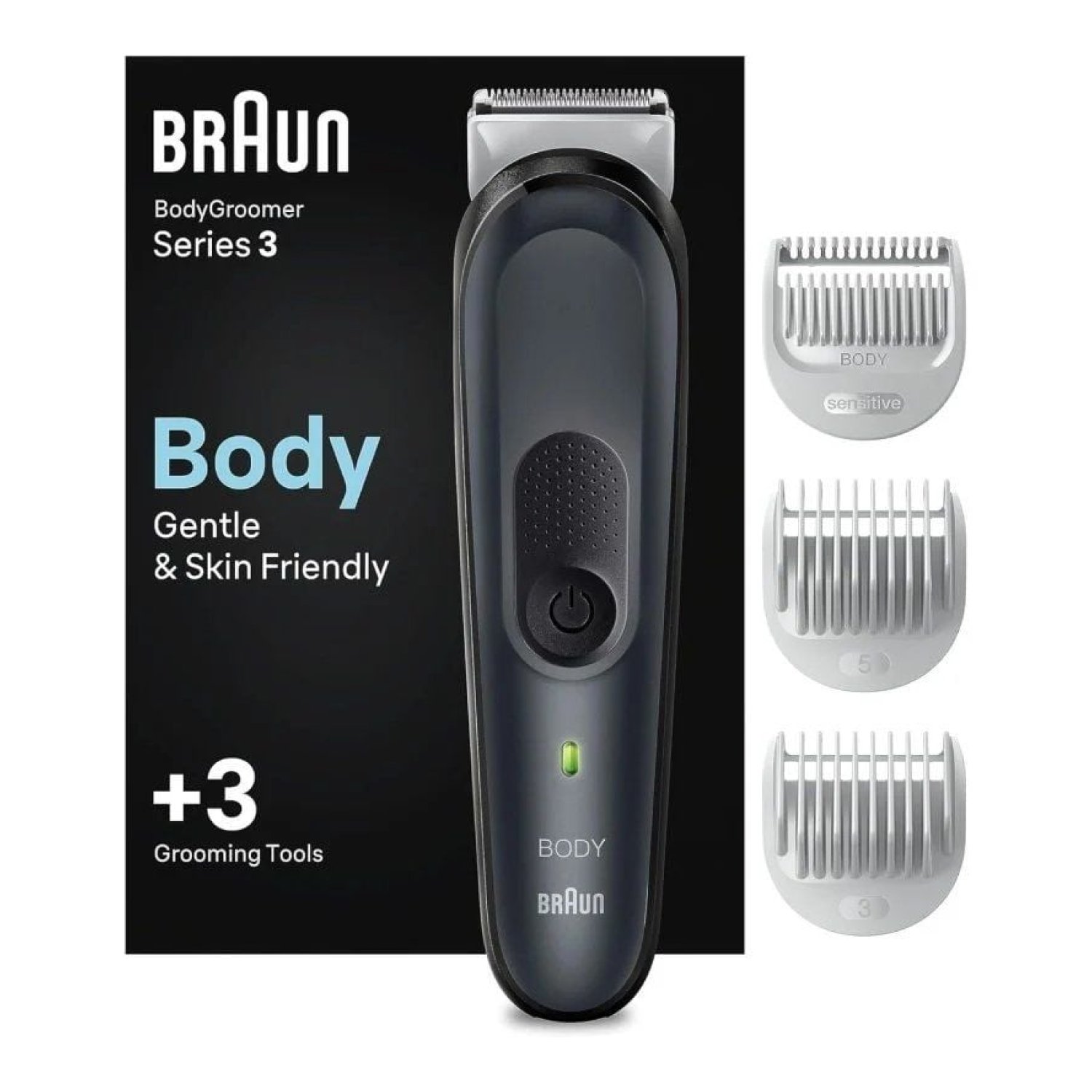 Braun BodyGroomer Series 3 · Cortapelos Corporal · Batería · 3 Accesorios