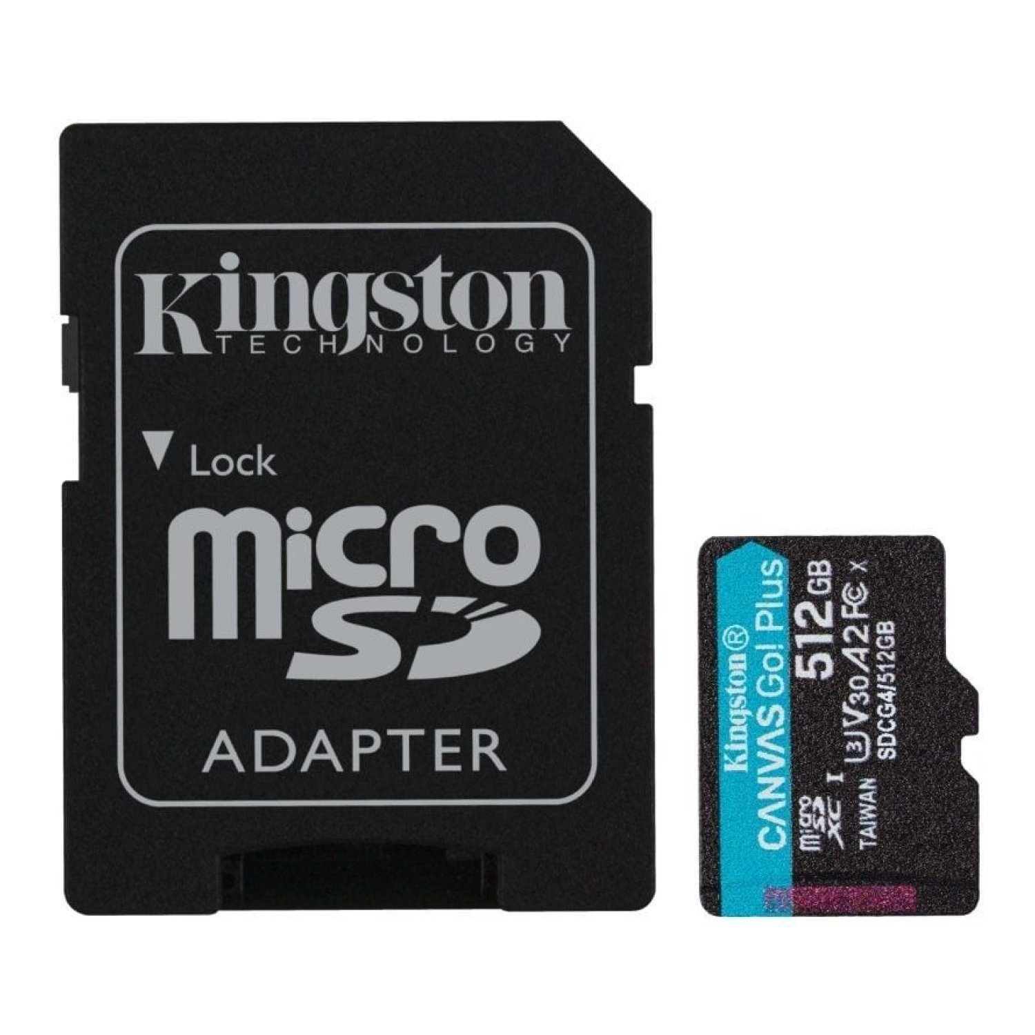 Kingston Canvas Go! Plus · 512GB microSD XC · Clase 10 · 200MB/s · Adaptador