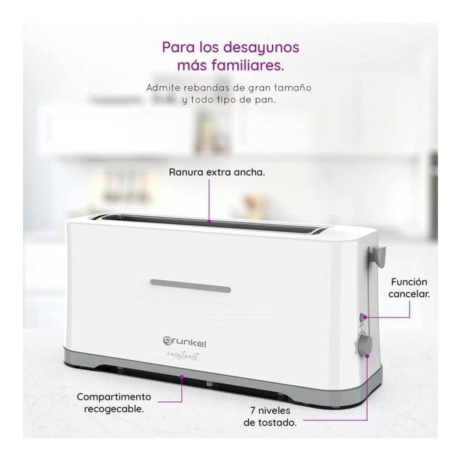 Grunkel TS-40 EasyToast · Tostador · 980W · Blanco