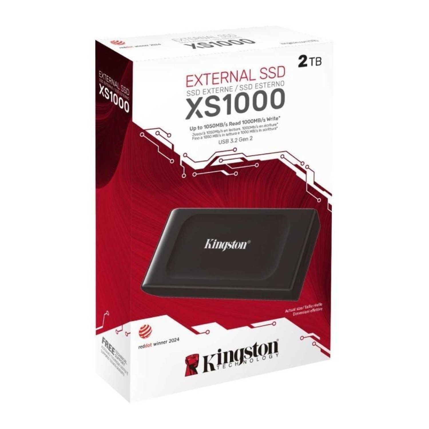 Kingston XS1000 · 2TB SSD Externo · USB 3.2 · Negro