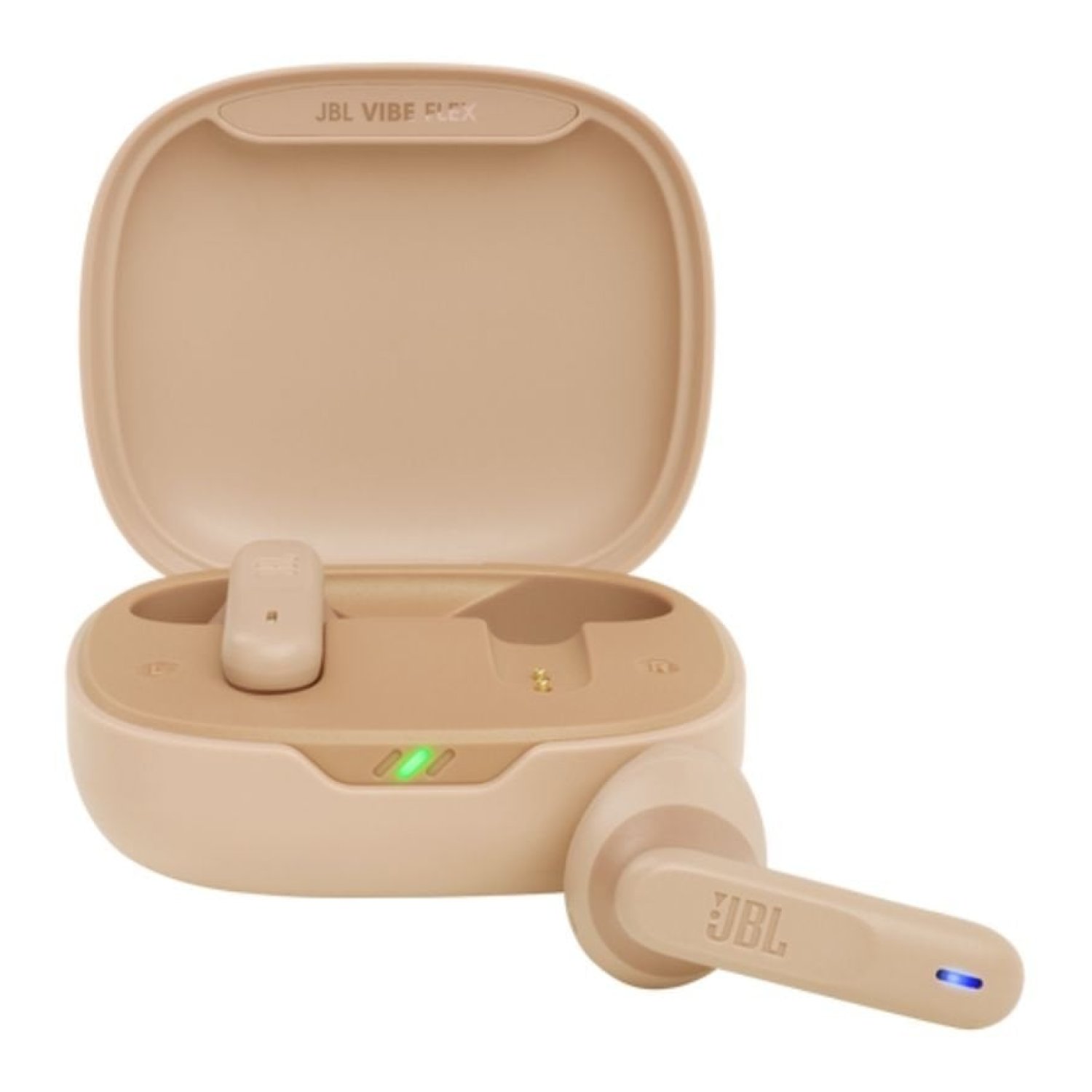 JBL Vibe Flex · Auriculares Bluetooth · 8h Autonomía · Estuche Carga · Beige