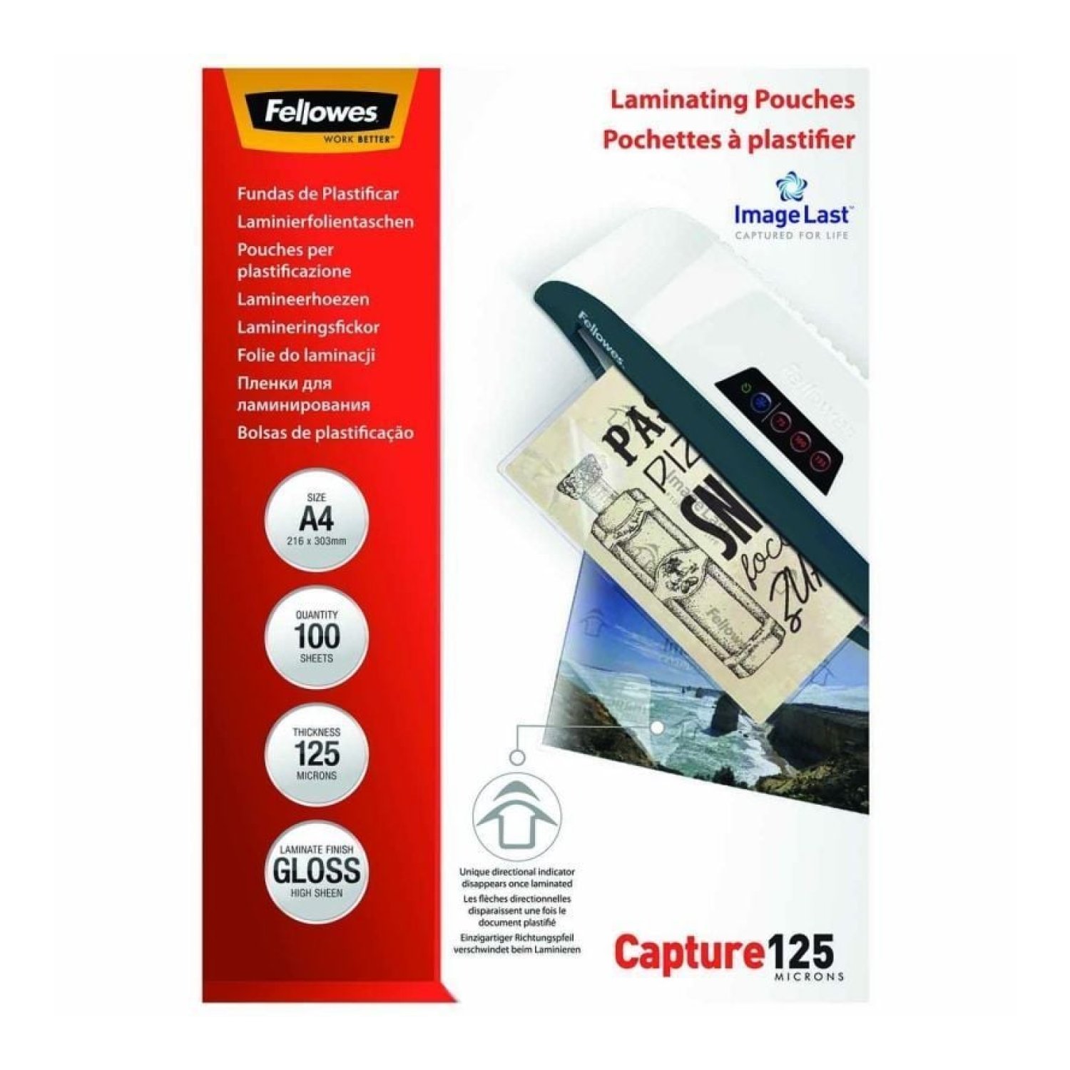 Fundas Plastificar Fellowes A4 · 125 Micras · 100 Unidades