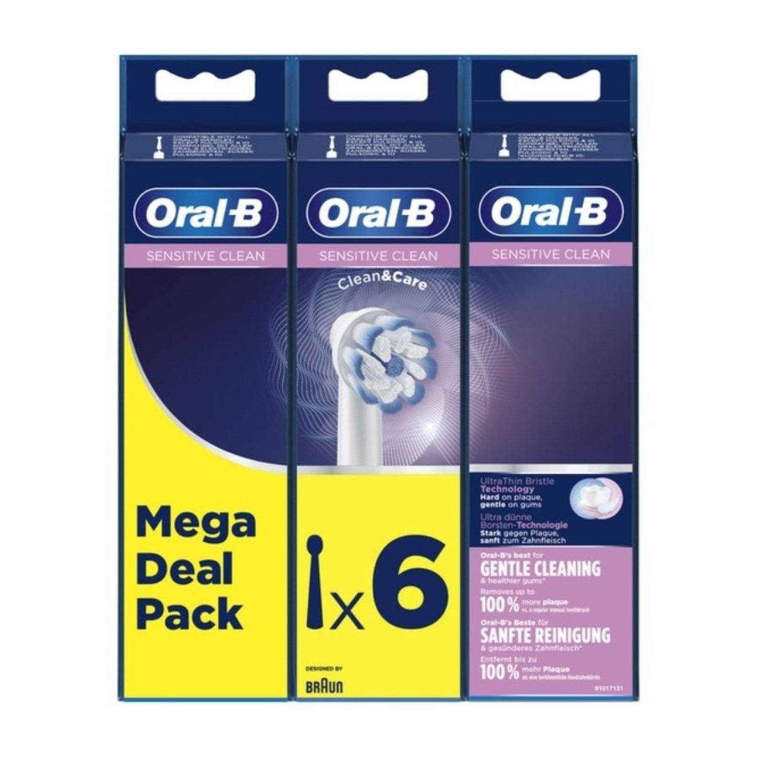 Cabezal de Recambio Braun para cepillo Braun Oral-B Sensitive Clean/ Pack 6 uds
