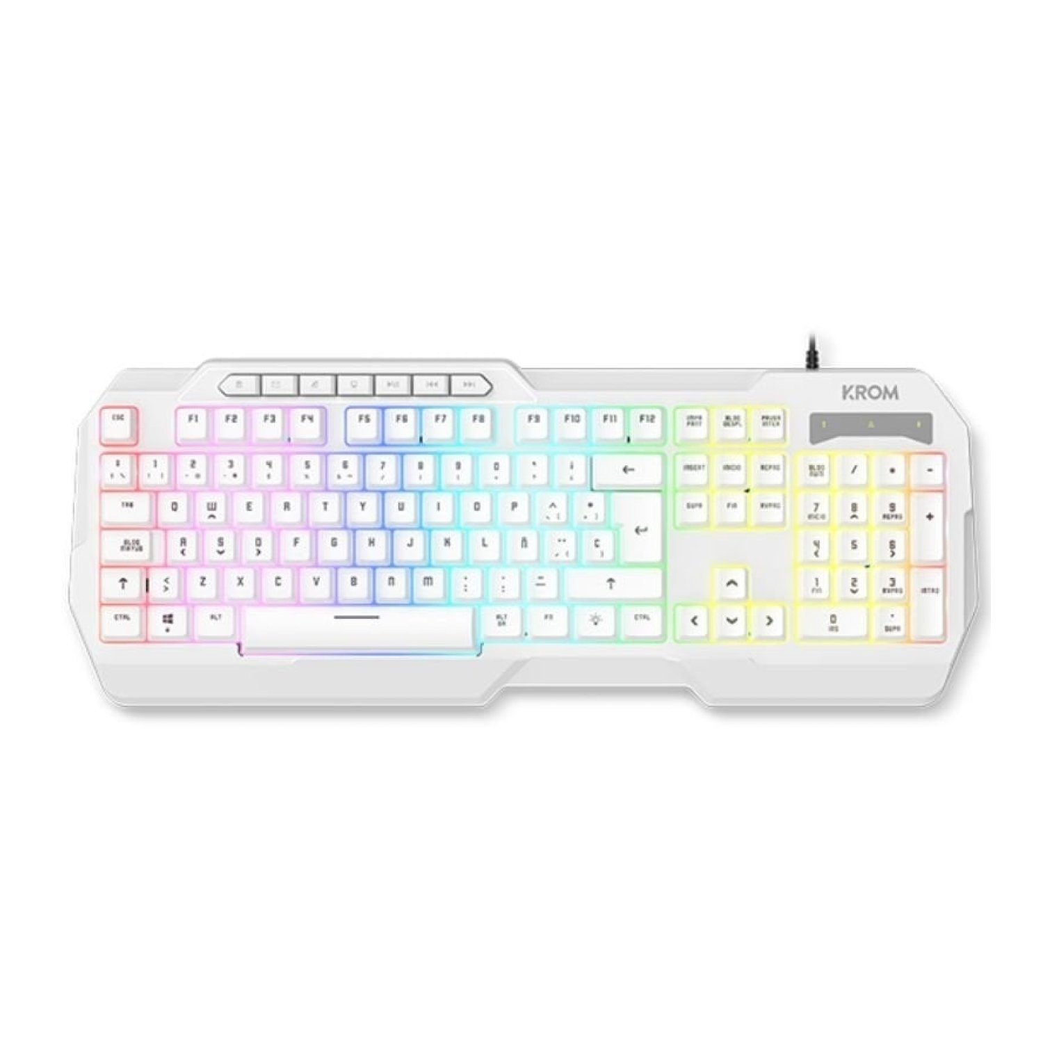 Krom Kenta · Pack Gaming Completo · Teclado RGB + Ratón + Auriculares + Alfombrilla · Blanco
