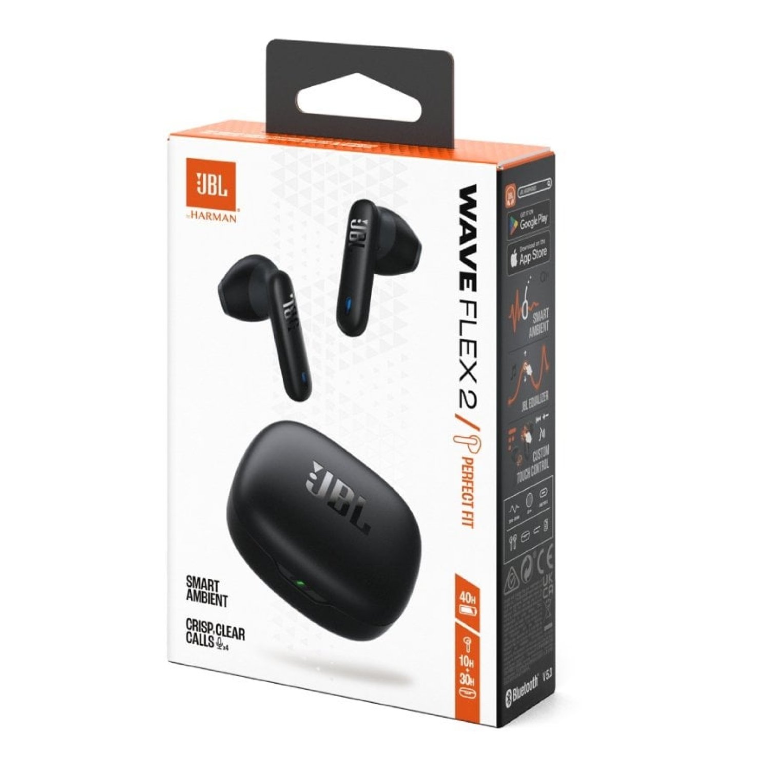 JBL Wave Flex · Auriculares Bluetooth · 10h Autonomía · Estuche de Carga · Negros