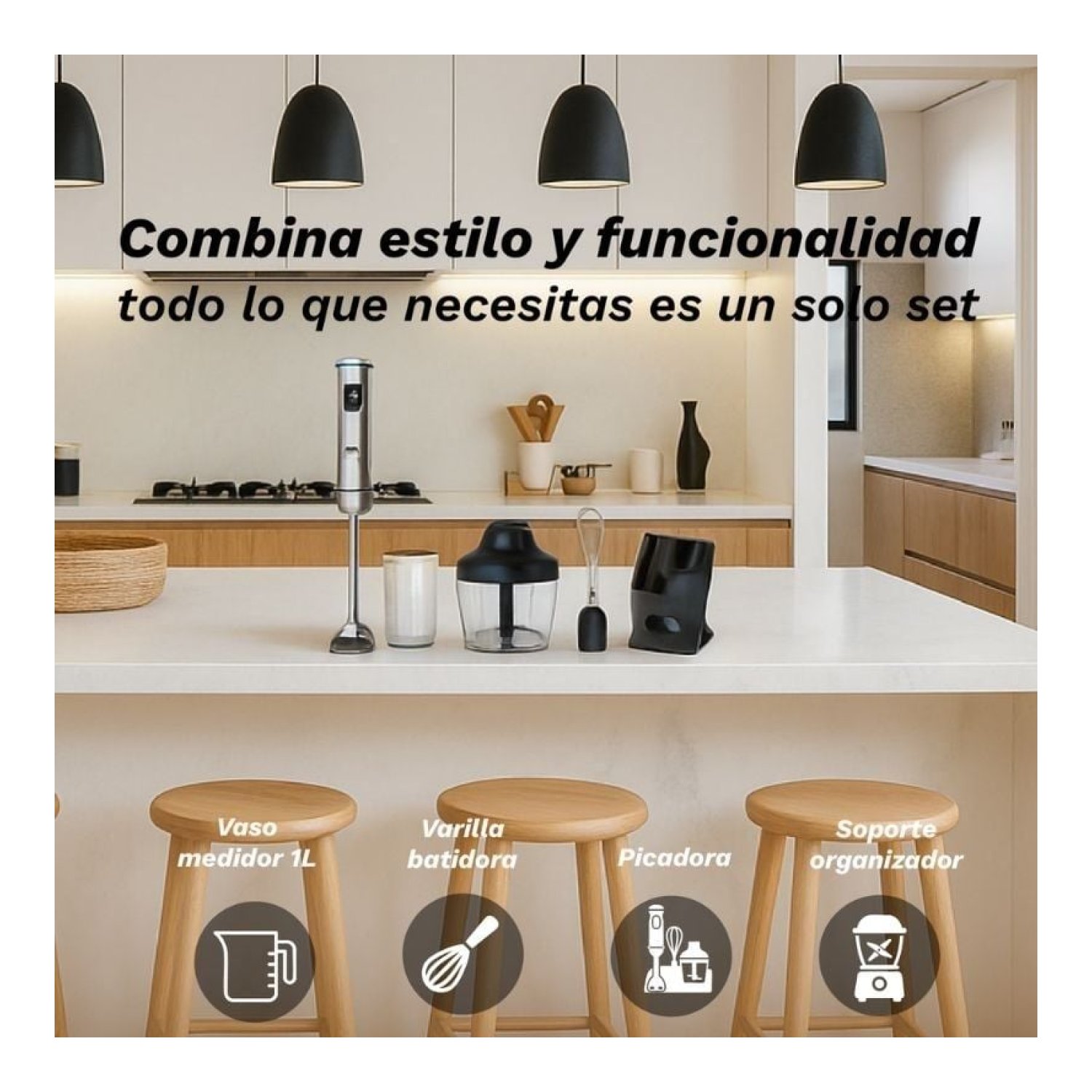 Grunkel BM-2000SET · Batidora de Mano · 2000W · 0,8L · Accesorios Incluidos