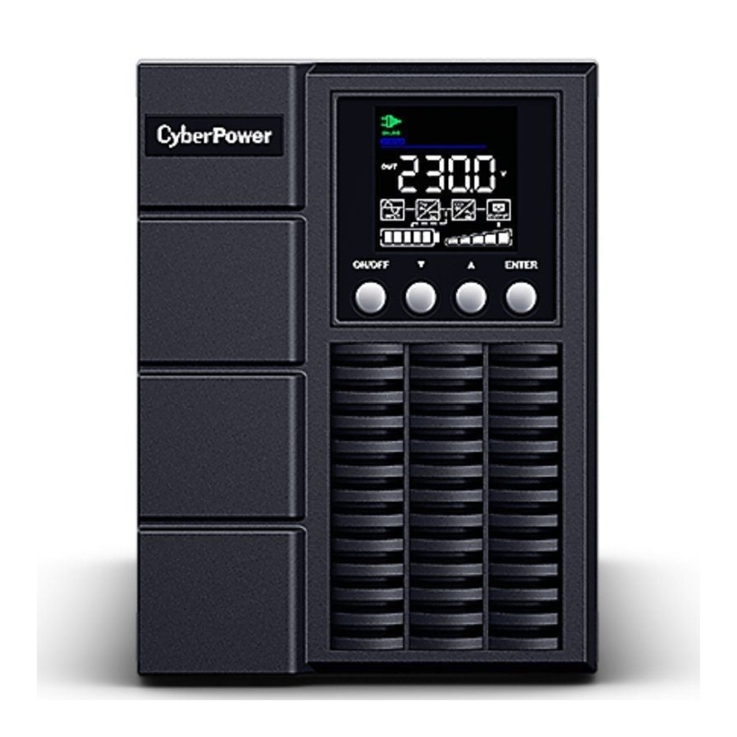 CyberPower OLS1000EA · SAI Online · 1000VA/900W · 3 Salidas · Torre