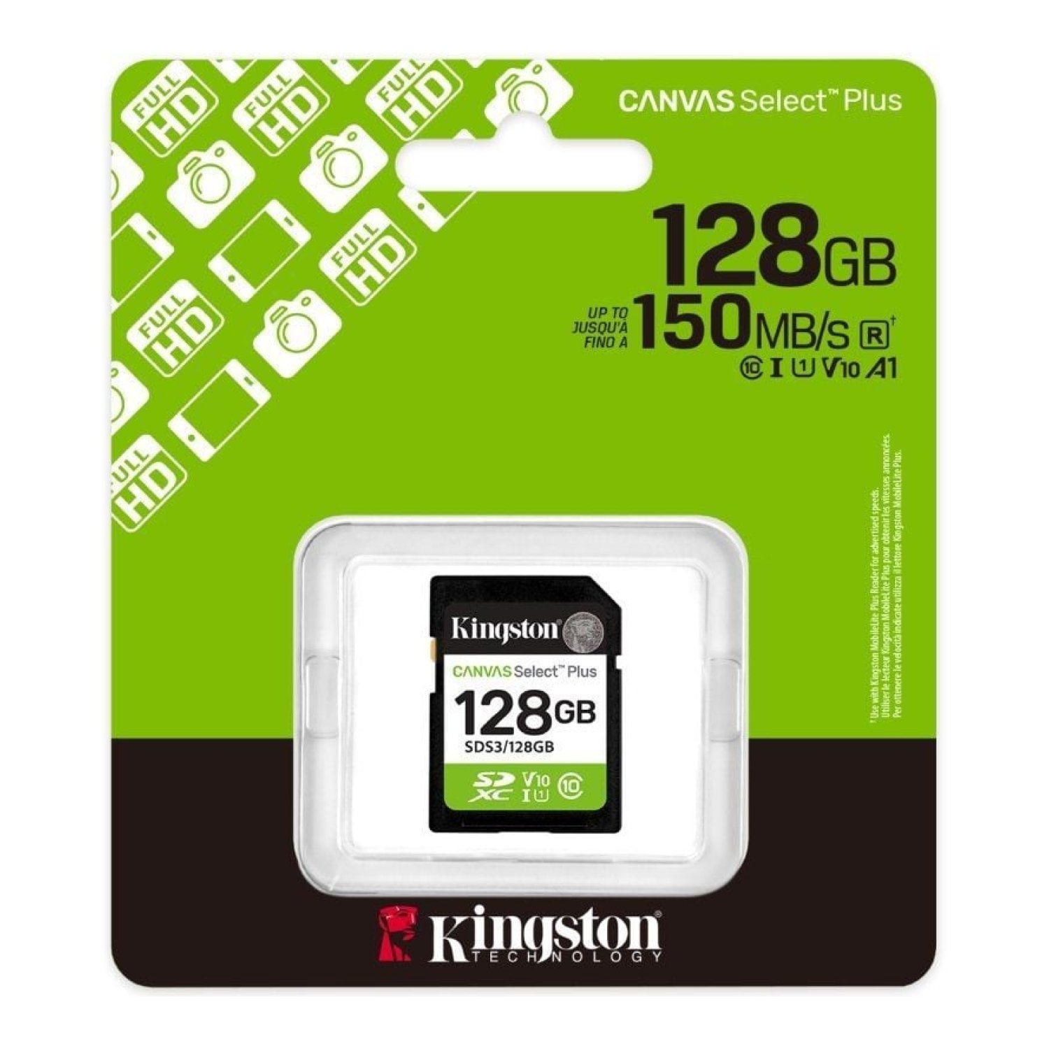 Kingston Canvas Select Plus · 128GB · SD XC Clase 10 · 150MB/s