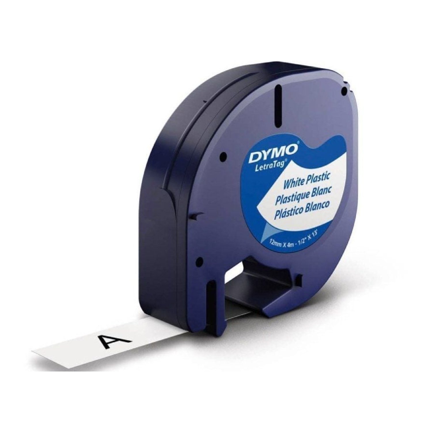 Dymo LetraTag · Cinta Adhesiva 12mm x 4m · Negra-Blanca