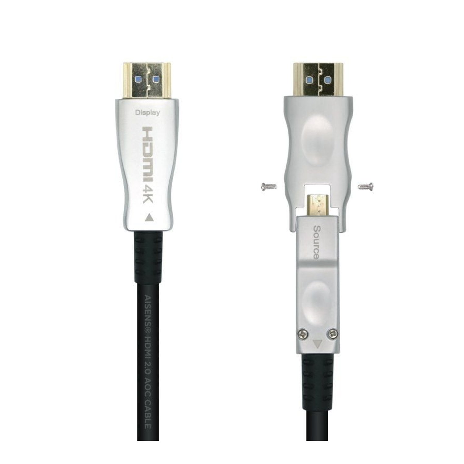 Cable HDMI 2.0 AOC 4K Desmontable Aisens A148-0511/ HDMI Macho / D Macho - HDMI Macho/ 20m/ Negro