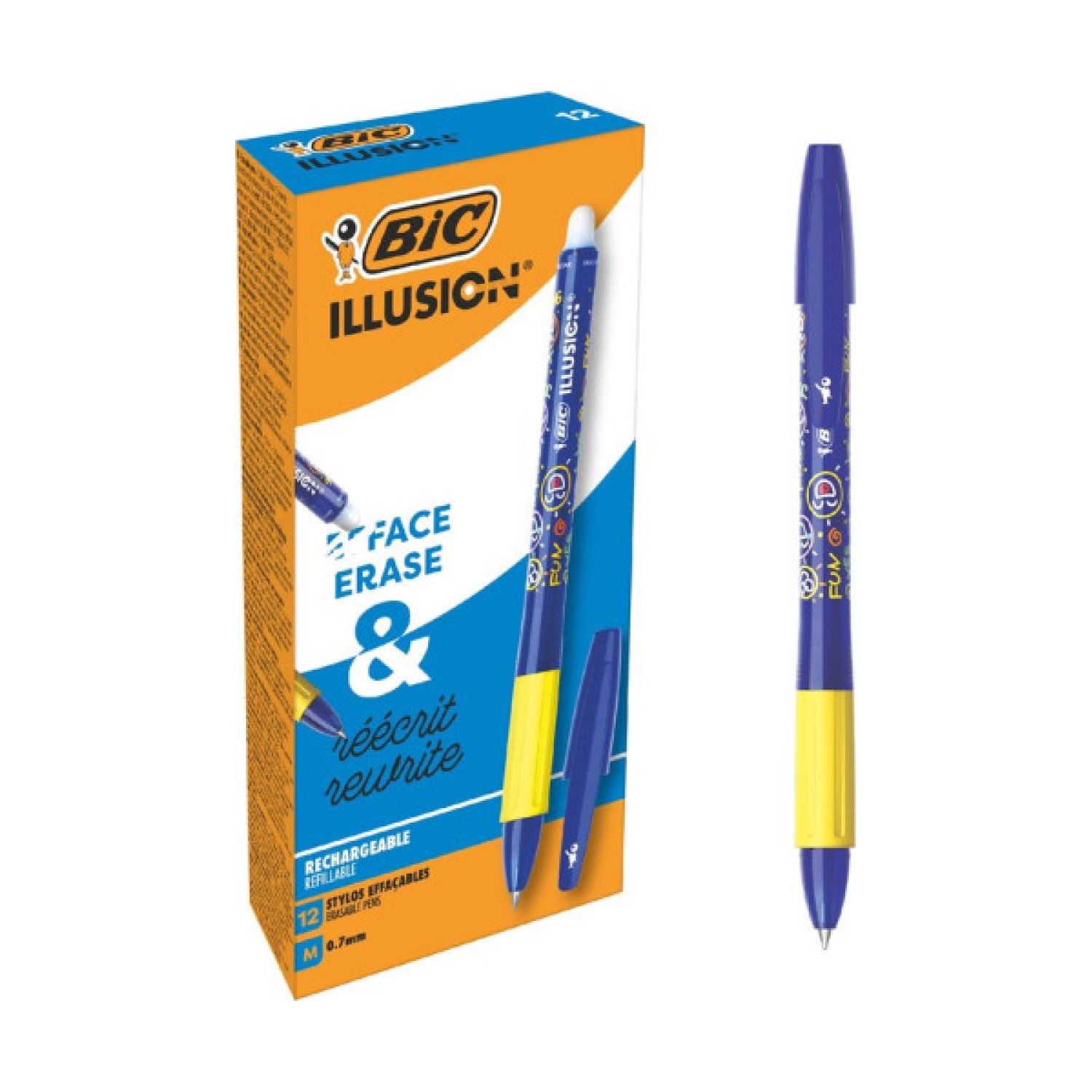 BIC · Bolígrafo de Gel Borrable · Azul · Pack 12 unidades