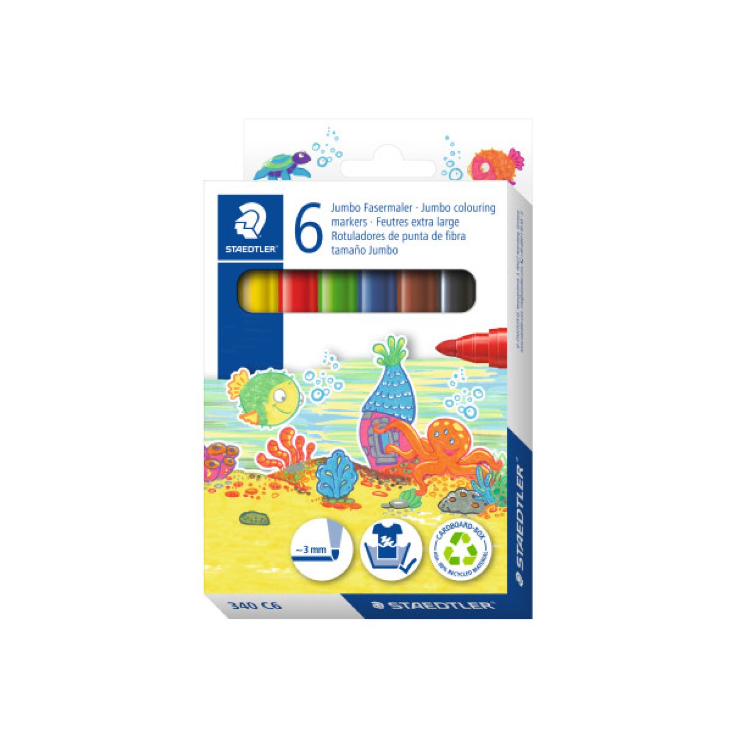 Staedtler Noris 340 · Estuche 6 Rotuladores Gruesos · Colores Surtidos