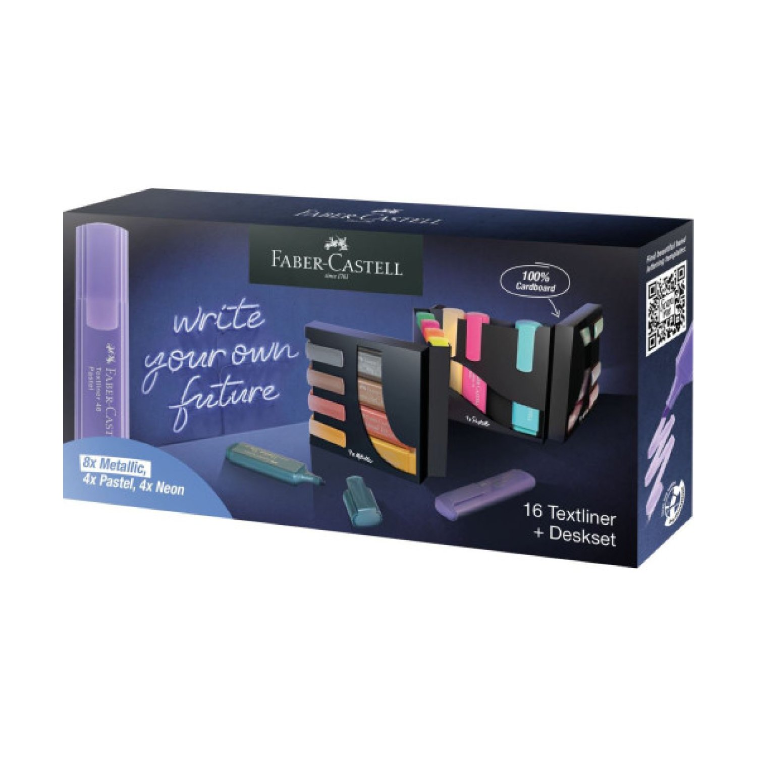 Faber-Castell · Marcadores · 16 Piezas · Punta de Cincel · Colores Metálicos y Pastel