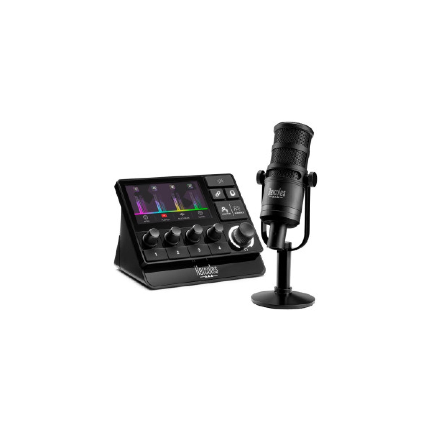 Hercules Stream Essentials Kit · Micrófono XLR · Kit Completo para Streaming