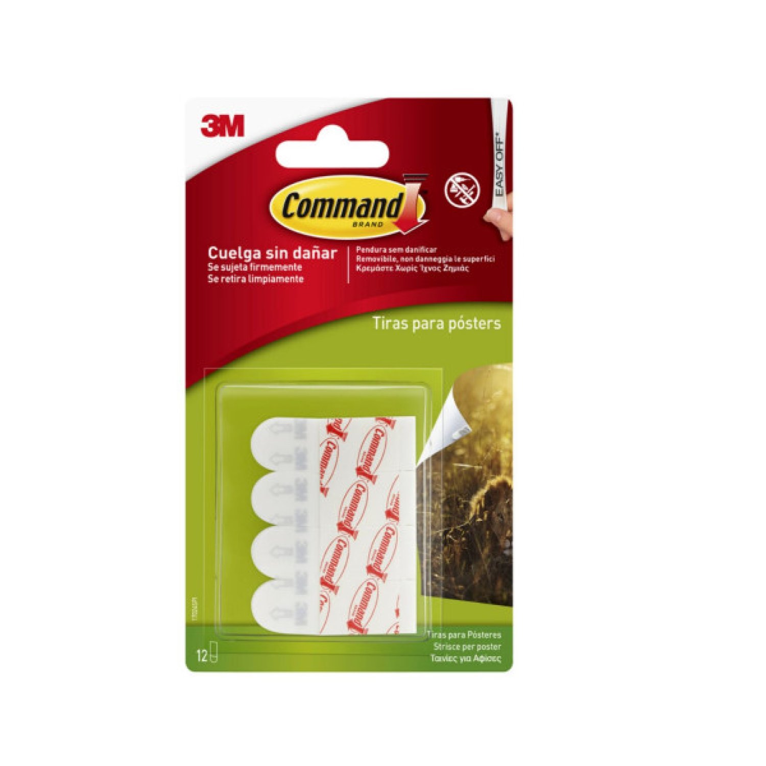3M Command · Tiras Adhesivas para Pósters · Reutilizables · Paquete de 16