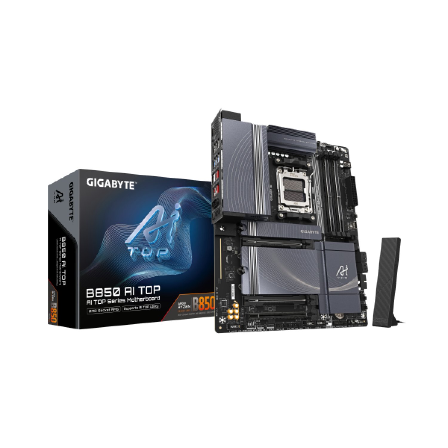 Gigabyte B850 AI TOP · Socket AM5 · 4 DDR5 · 256GB · WiFi 7 · Bluetooth 5.4