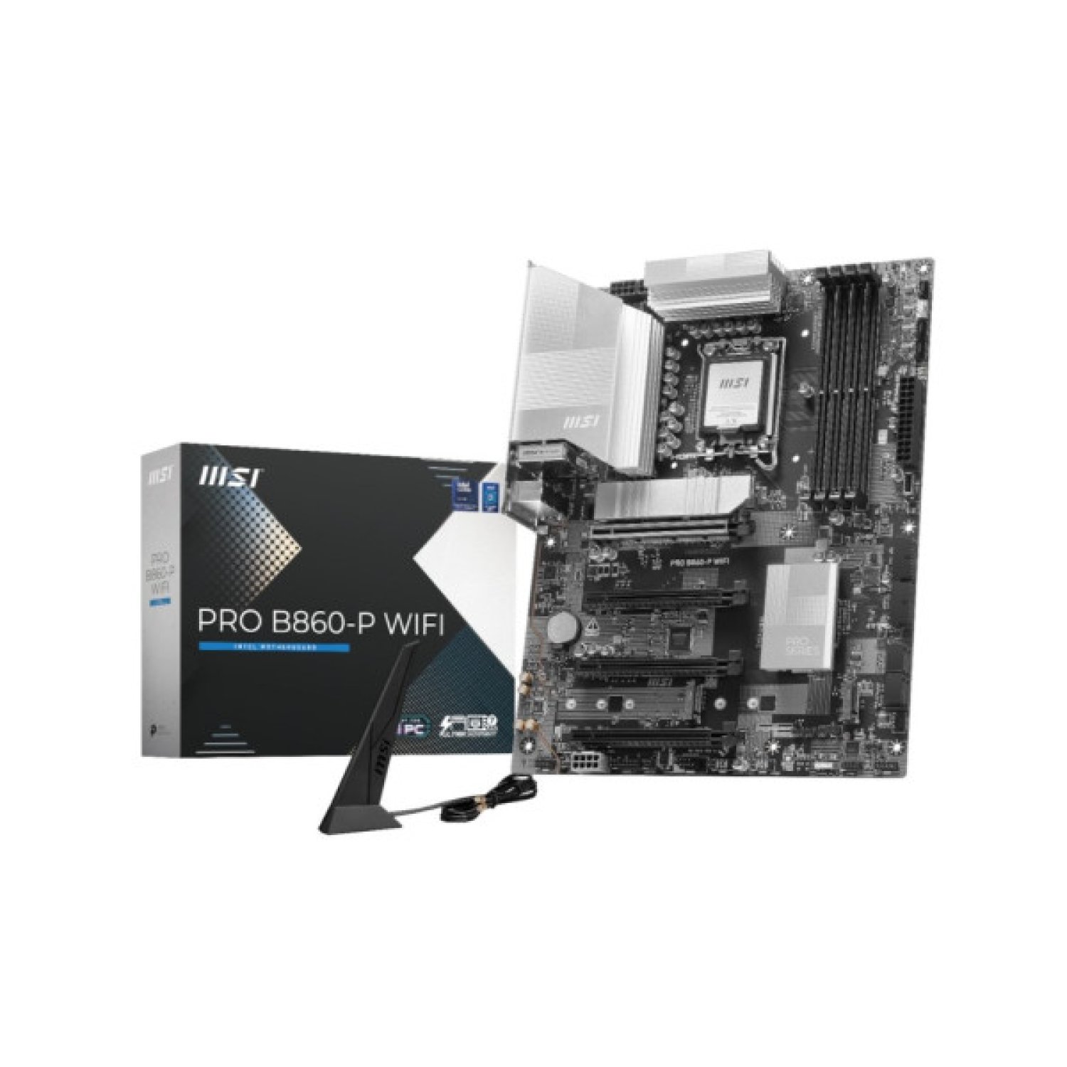 MSI PRO B860-P WiFi · Chipset Intel B860 · Socket 1851 · 4 Ranuras DDR5 · USB 10Gbps · ATX