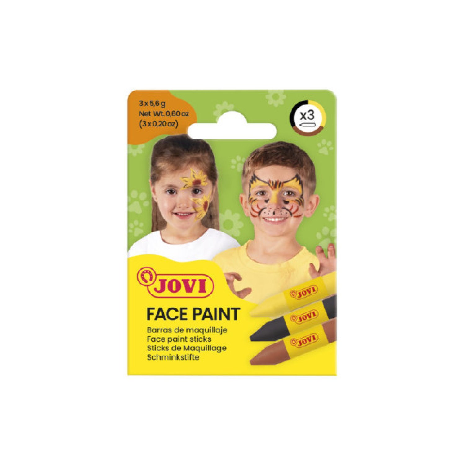 Jovi Face Paint · Maquillaje Artístico · Estuche 3 Barras · Animal