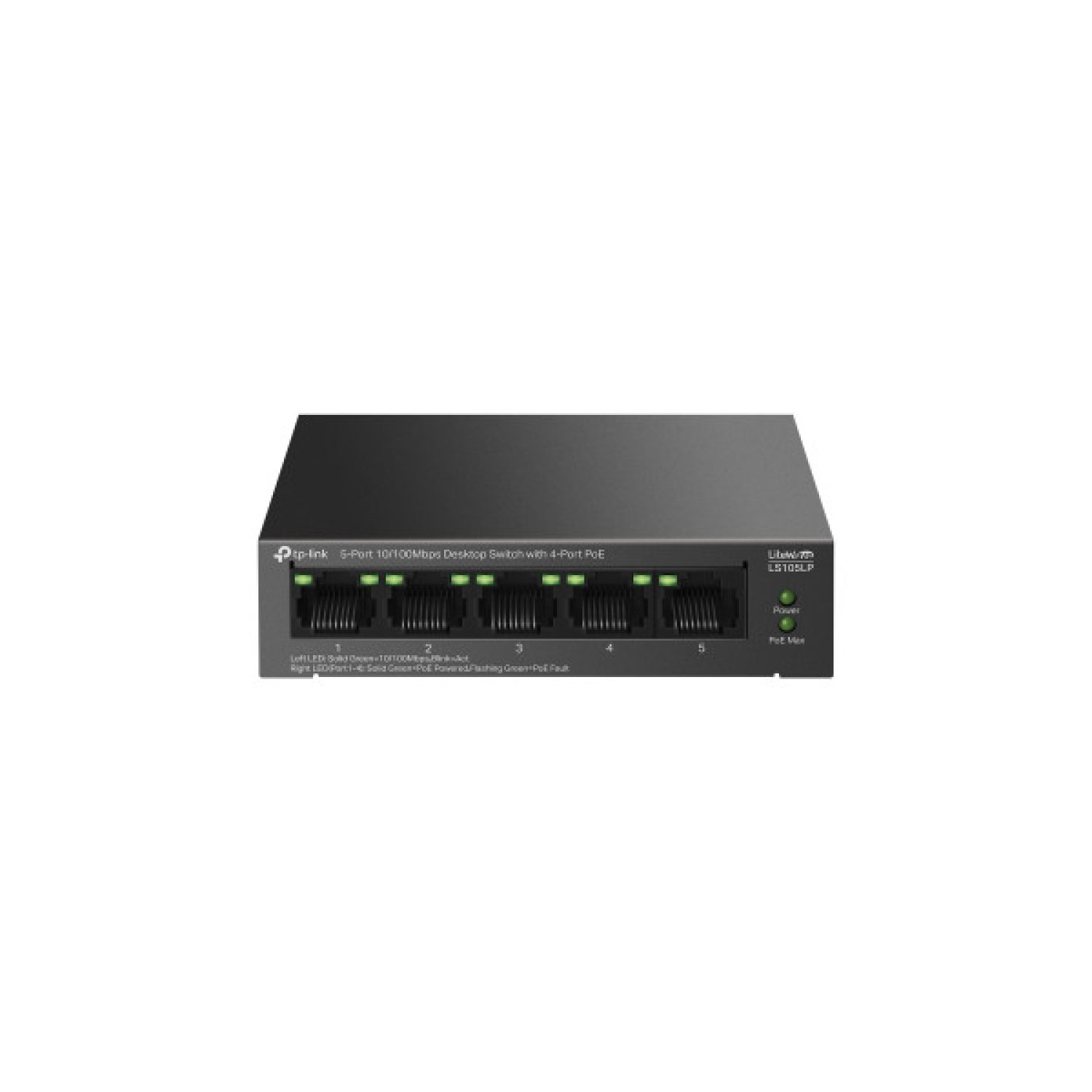 TP-Link LiteWave LS105P · Switch Fast Ethernet · 5 Puertos · PoE · Negro
