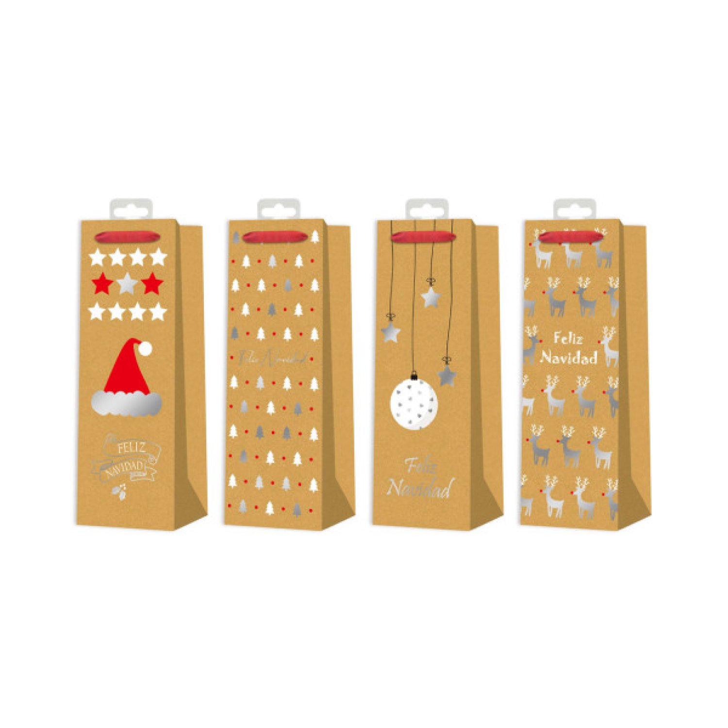 Bismark · Bolsa Botellas Navidad · Kraft & Foil · Pack 12 unidades