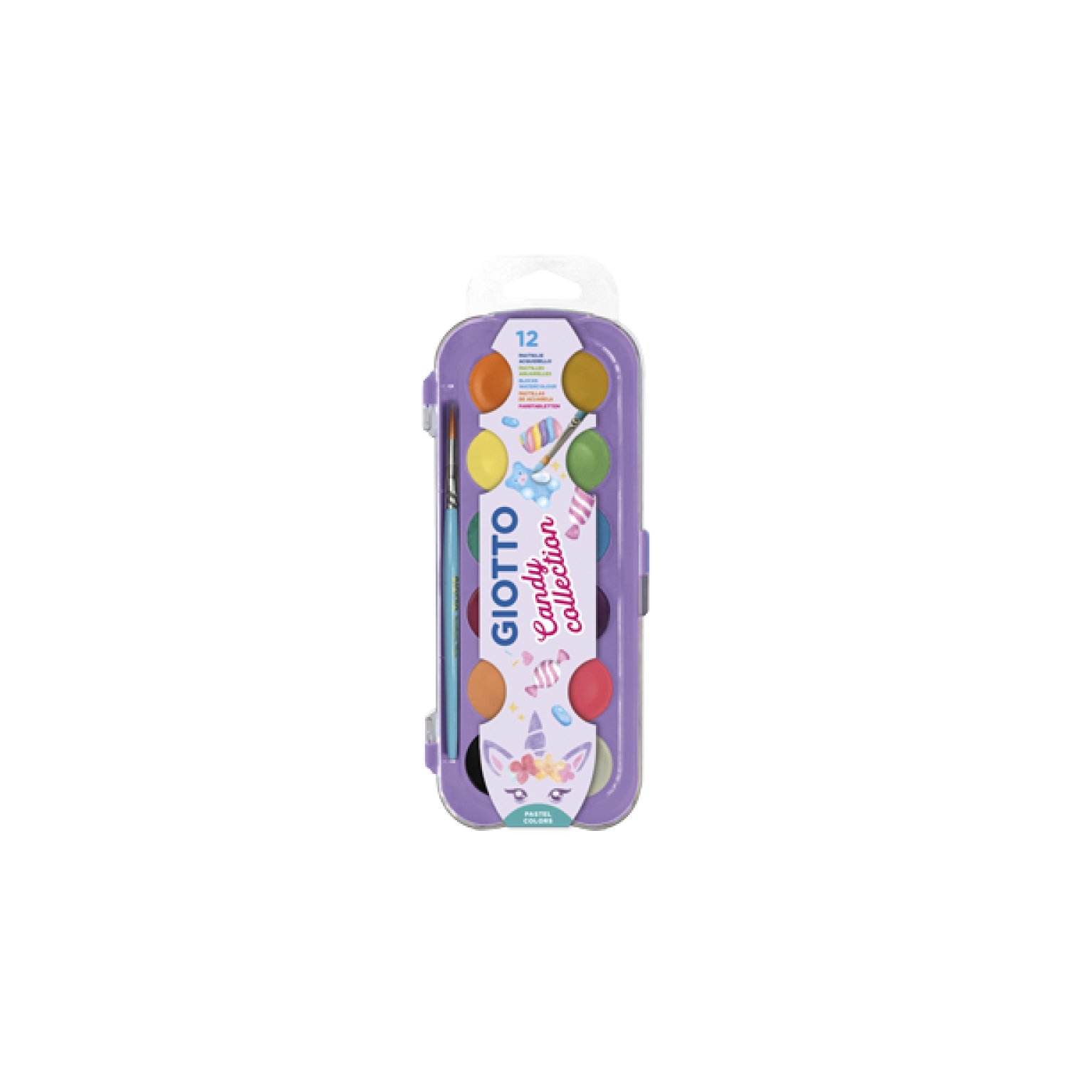 Giotto Acuarelas Candy Collection · 12 Colores · 30mm · Con Pincel