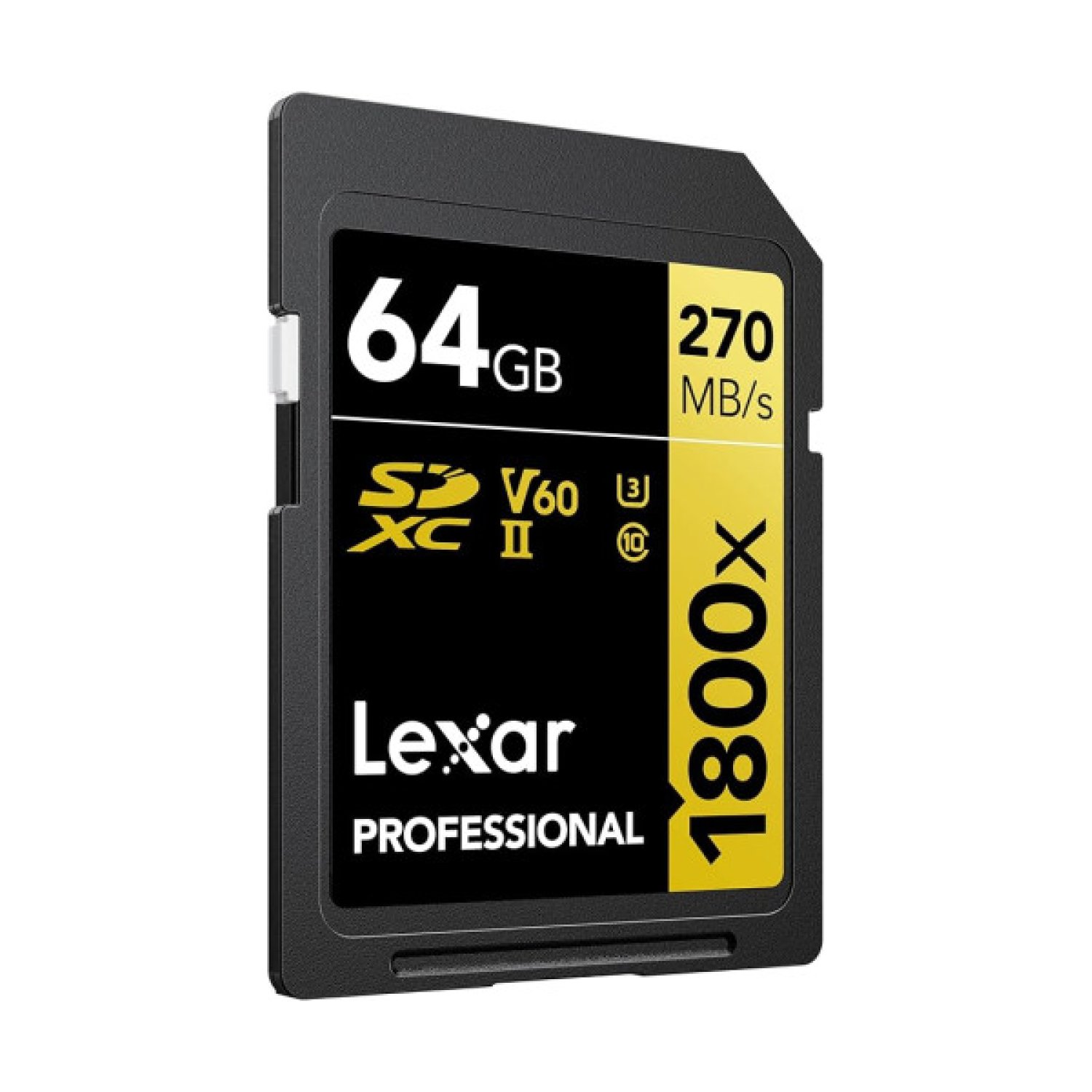 Lexar Professional 1800X · 64GB SDXC · UHS-II · 280MB/s Lectura · C10 V60 U3
