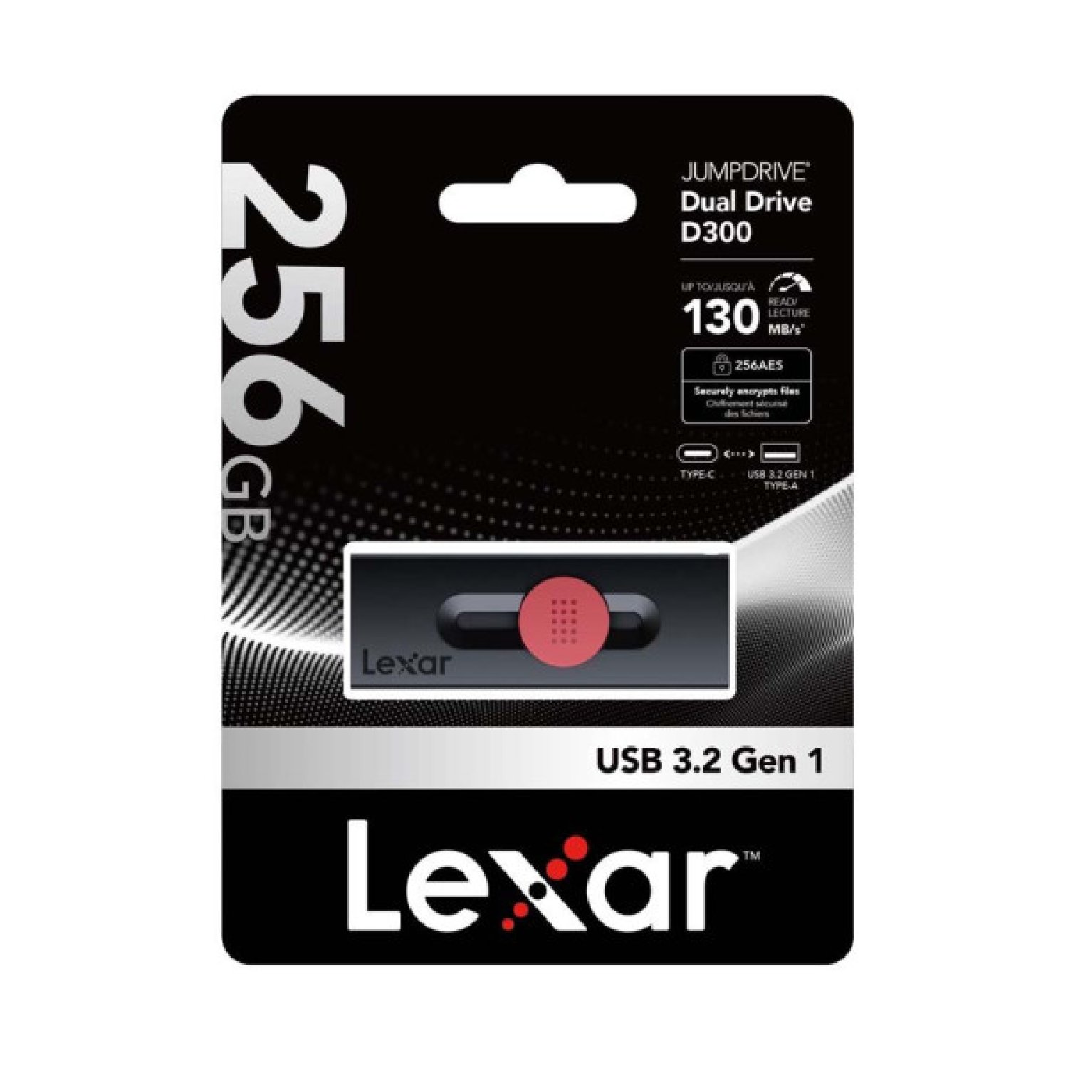 Lexar · Pendrive USB 3.2 · 256GB · Type-C/Type-A · Hasta 130MB/s