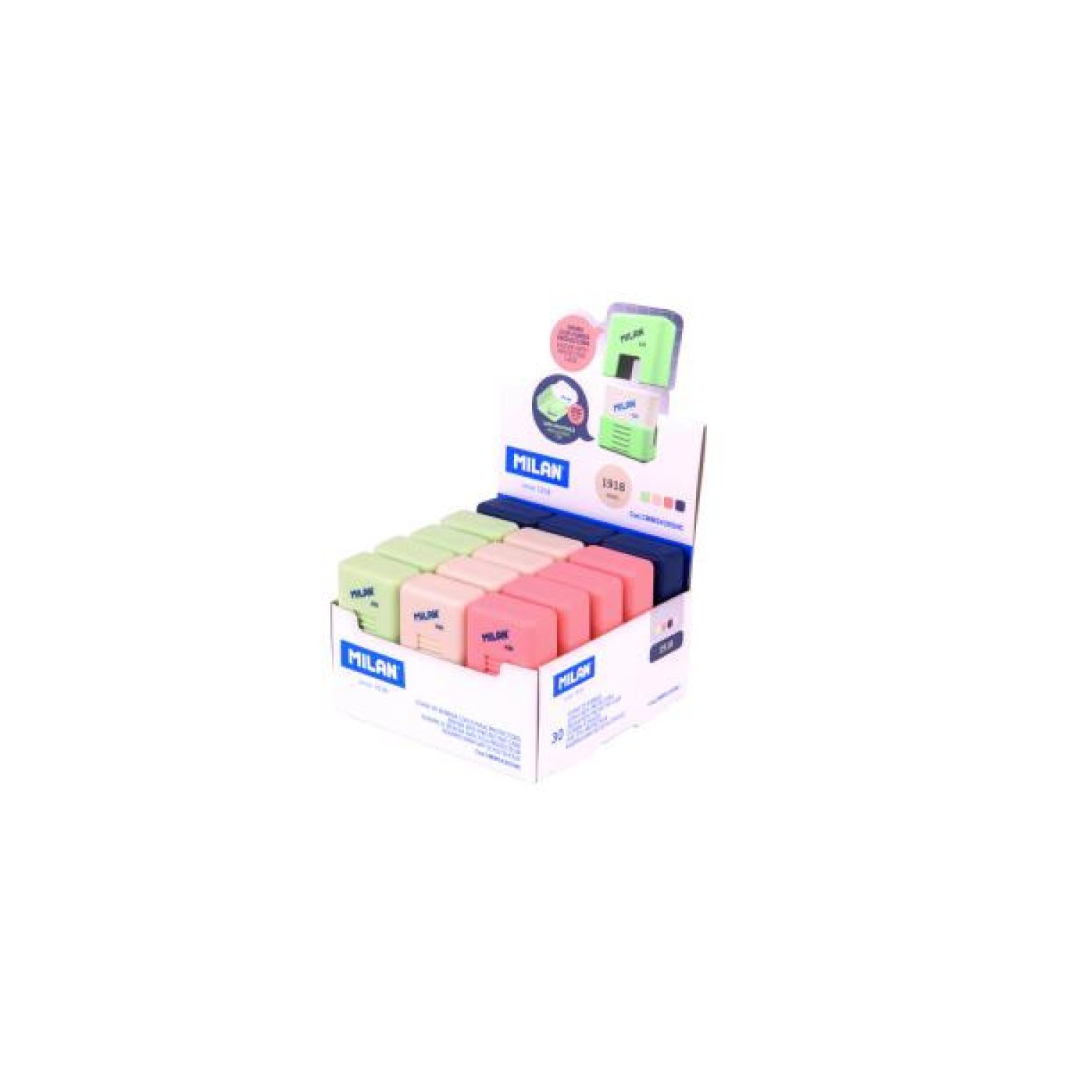 Milan · Caja Expositora 30 Gomas de Pan · 430 CMMS · Con Funda School
