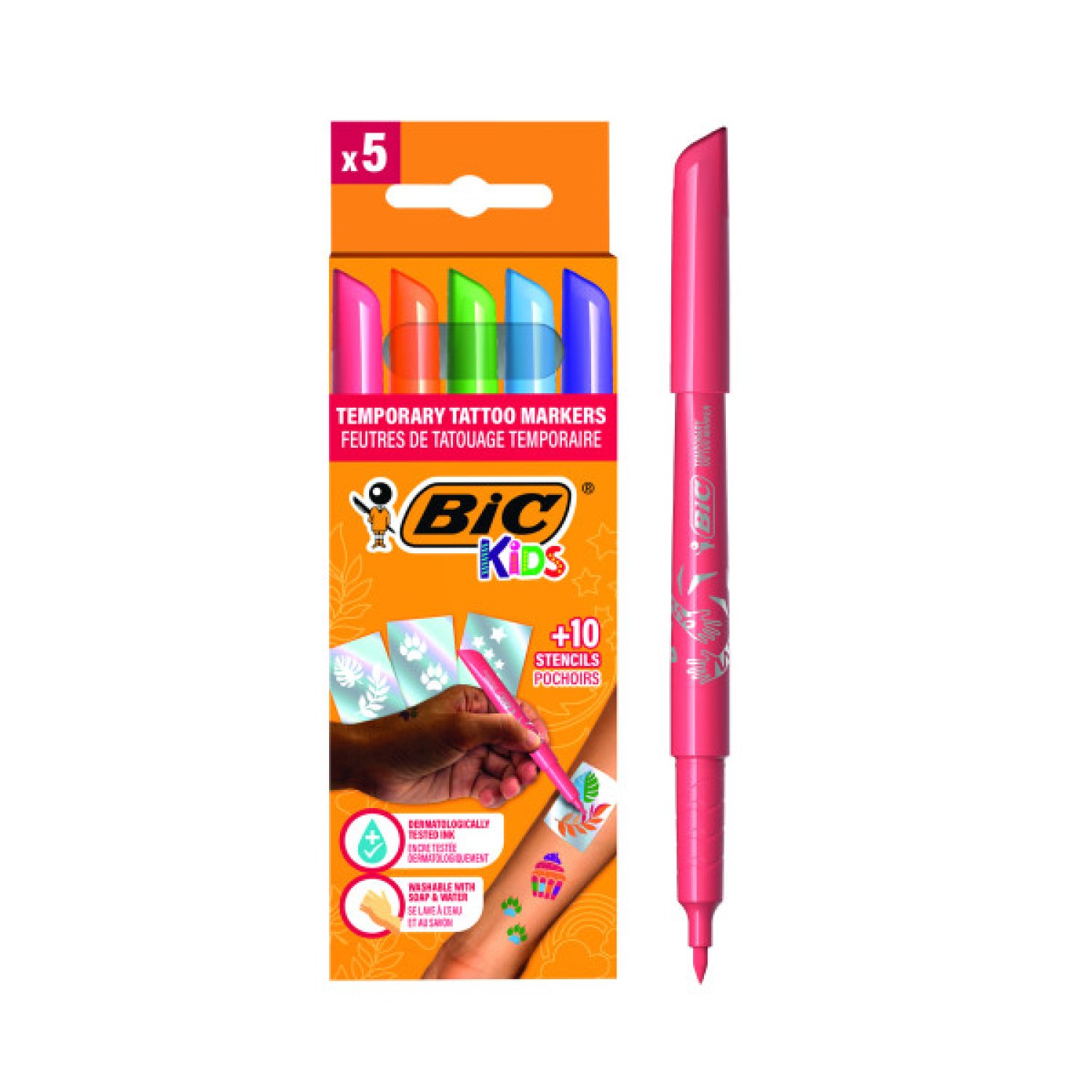 BIC · Estuche Tattoo · 5 Rotuladores + 10 Plantillas