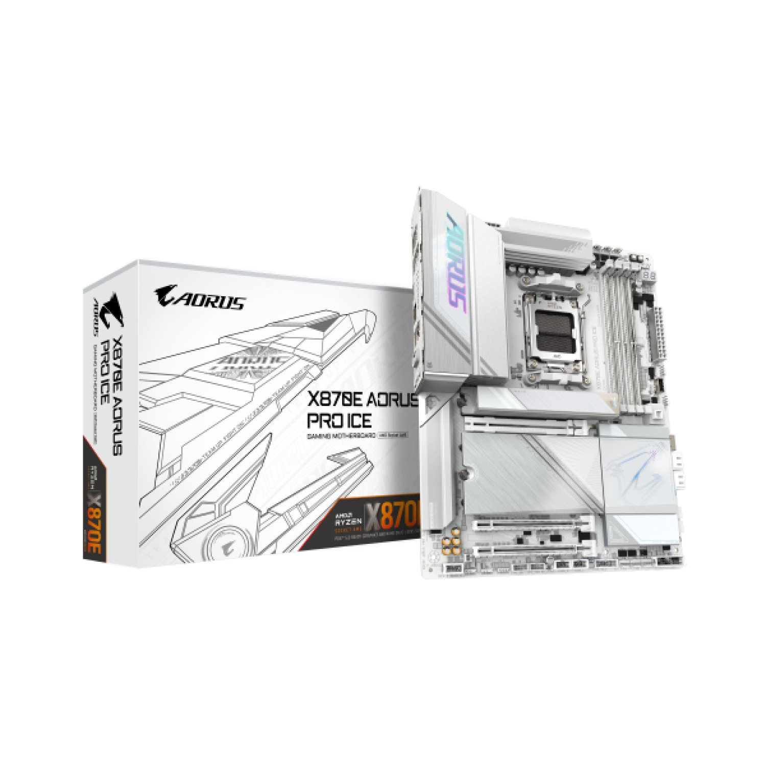 Gigabyte X870E AORUS PRO ICE · DDR5 8000MHz · Wi-Fi 7 · PCIe 5.0 · USB 3.2 Gen 2x2
