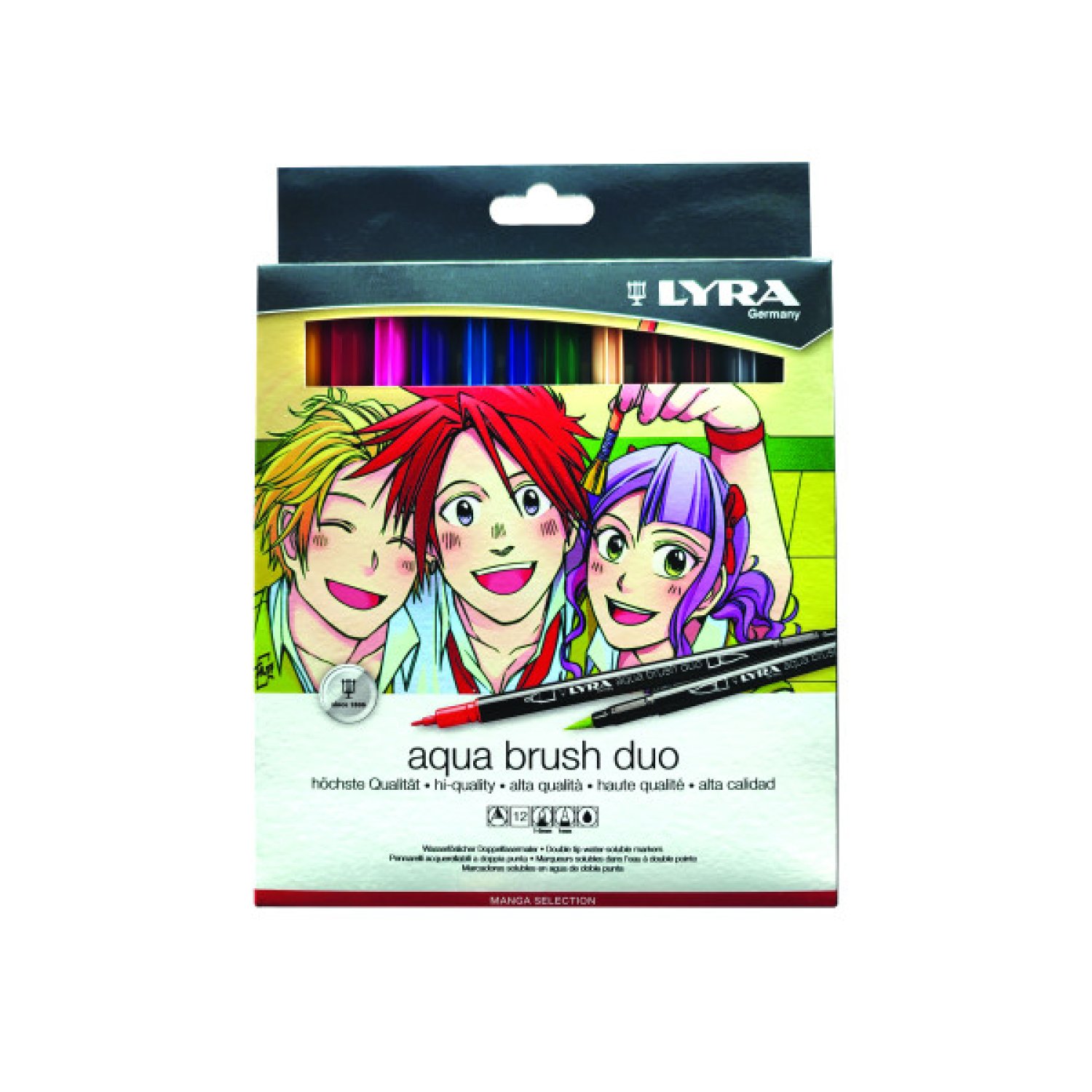 Lyra · Estuche 12 Rotuladores Aqua Brush Duo · Manga · Punta Dual