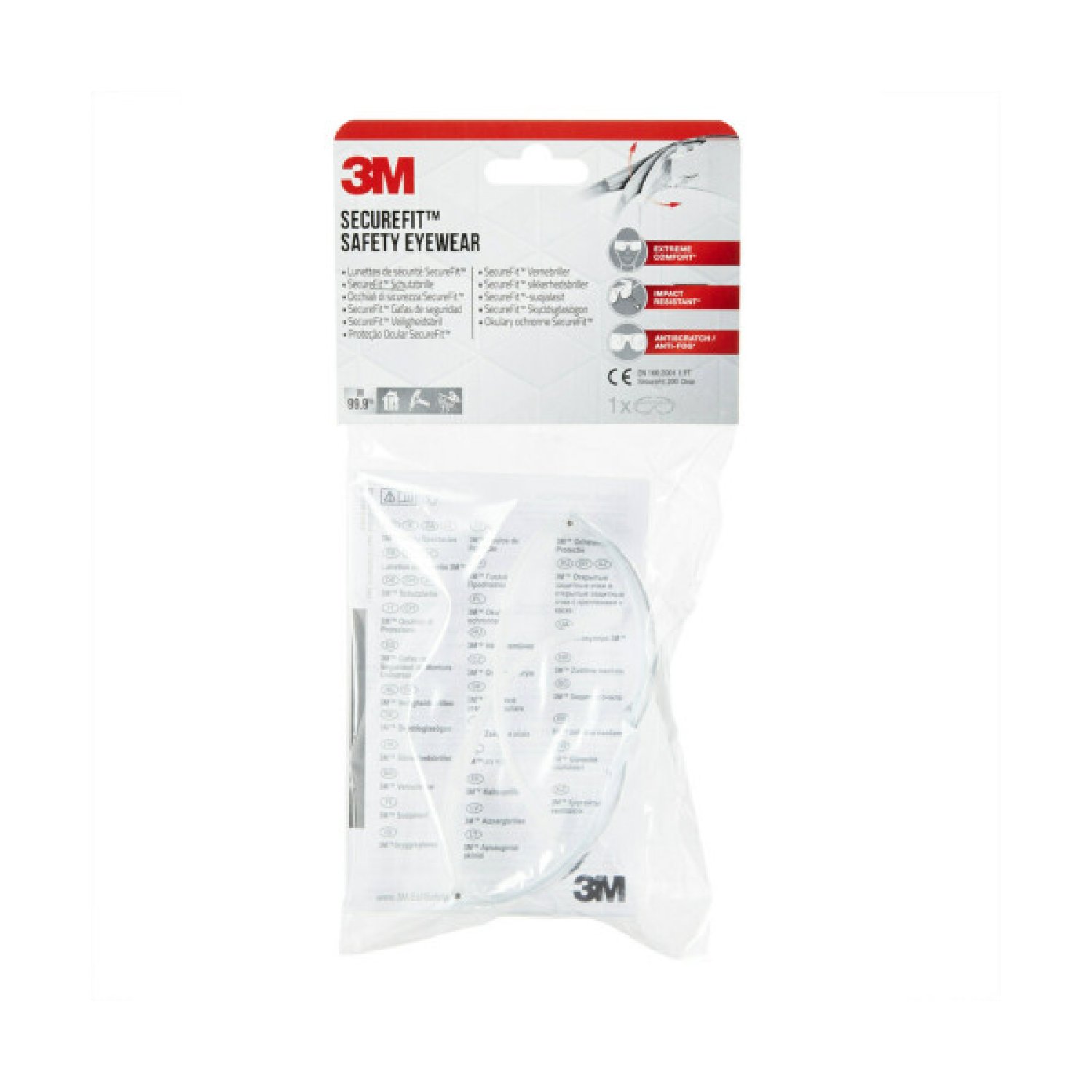 3M SecureFit SF200C-1 · Gafas de Seguridad · Lentes Incoloras Antiarañazos
