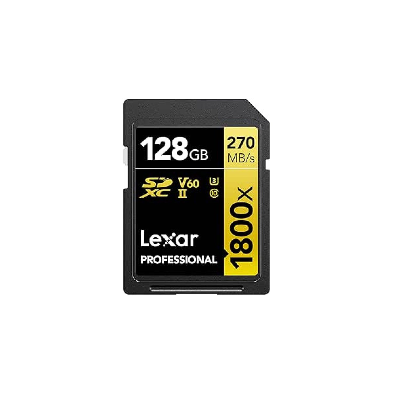 Lexar Professional 1800X · 128GB SDXC UHS-II · 280MB/s Lectura · 210MB/s Escritura · C10 V60 U3