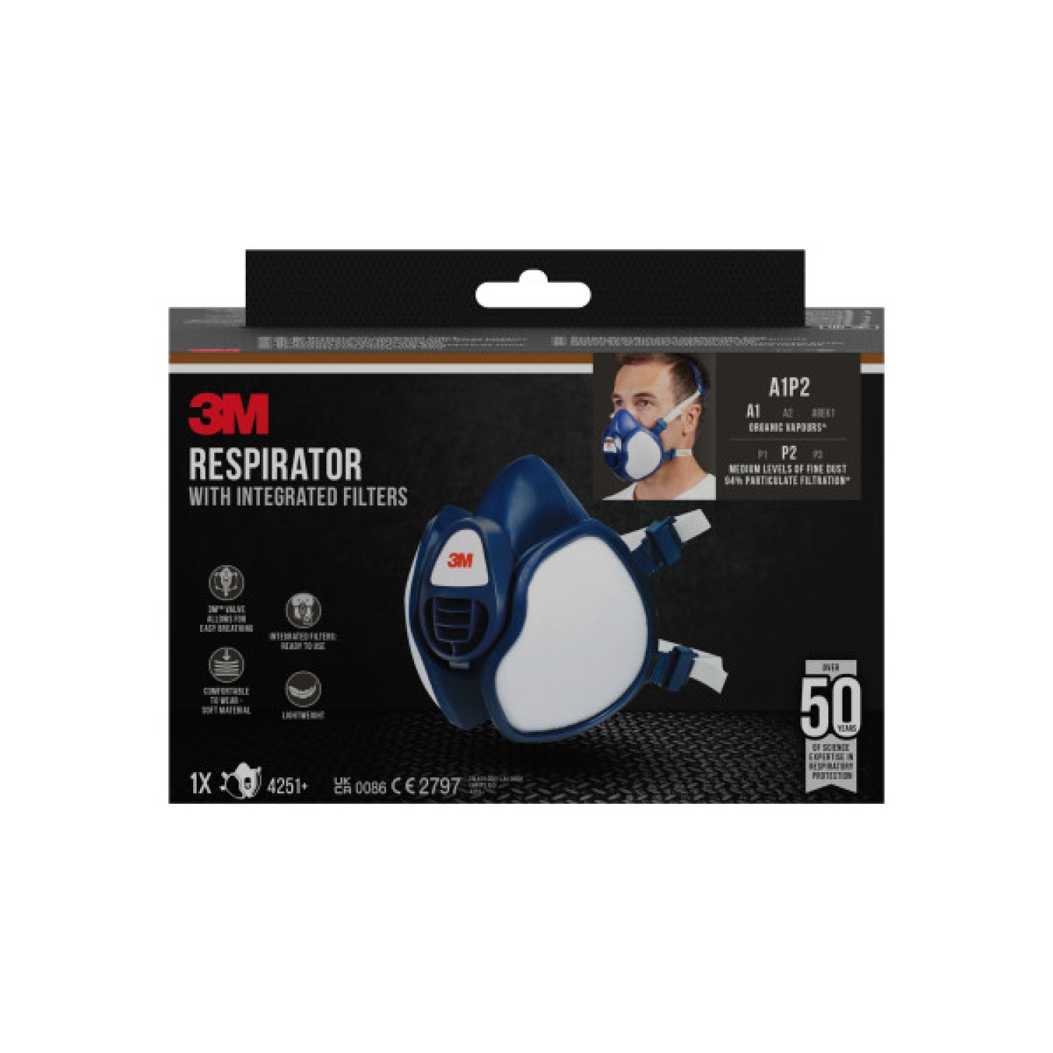 3M Mascarilla 7100 · Filtros Integrados A1P2 · Protección Respiratoria