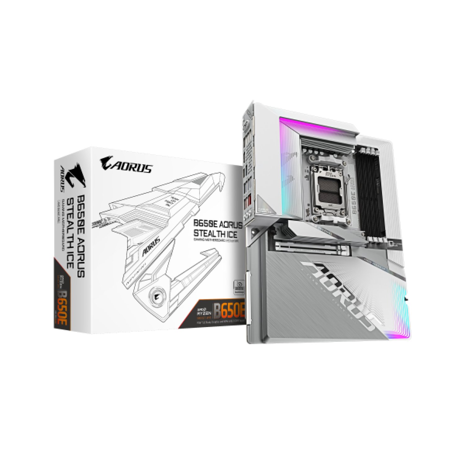 Gigabyte B650E Aorus Stealth Ice · Placa Base AMD Ryzen 9000 · DDR5 8000MHz · PCIe 5.0 · WiFi 7