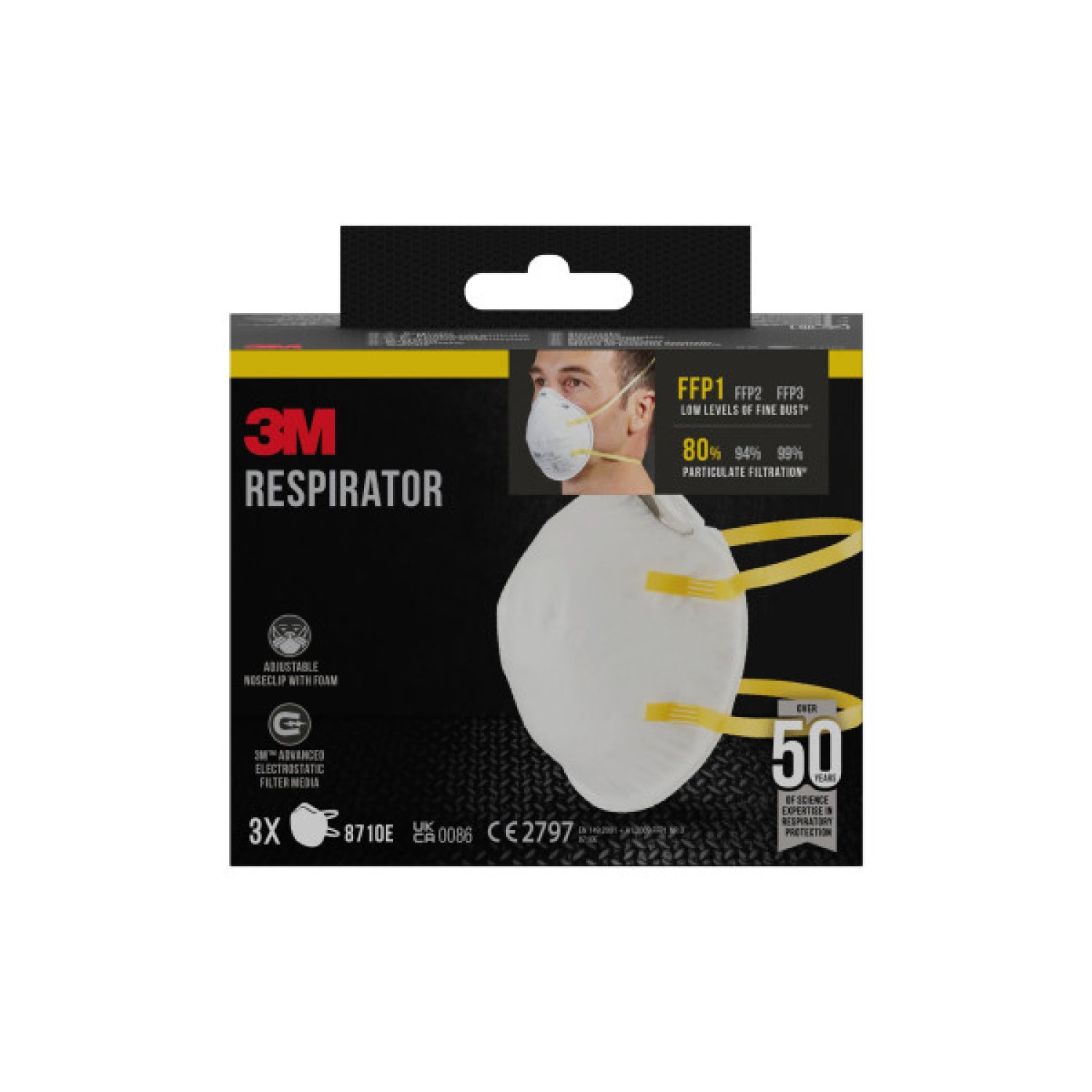 3M · Mascarillas Respiradoras FFP1 · Pack 3 unidades · 8710-3