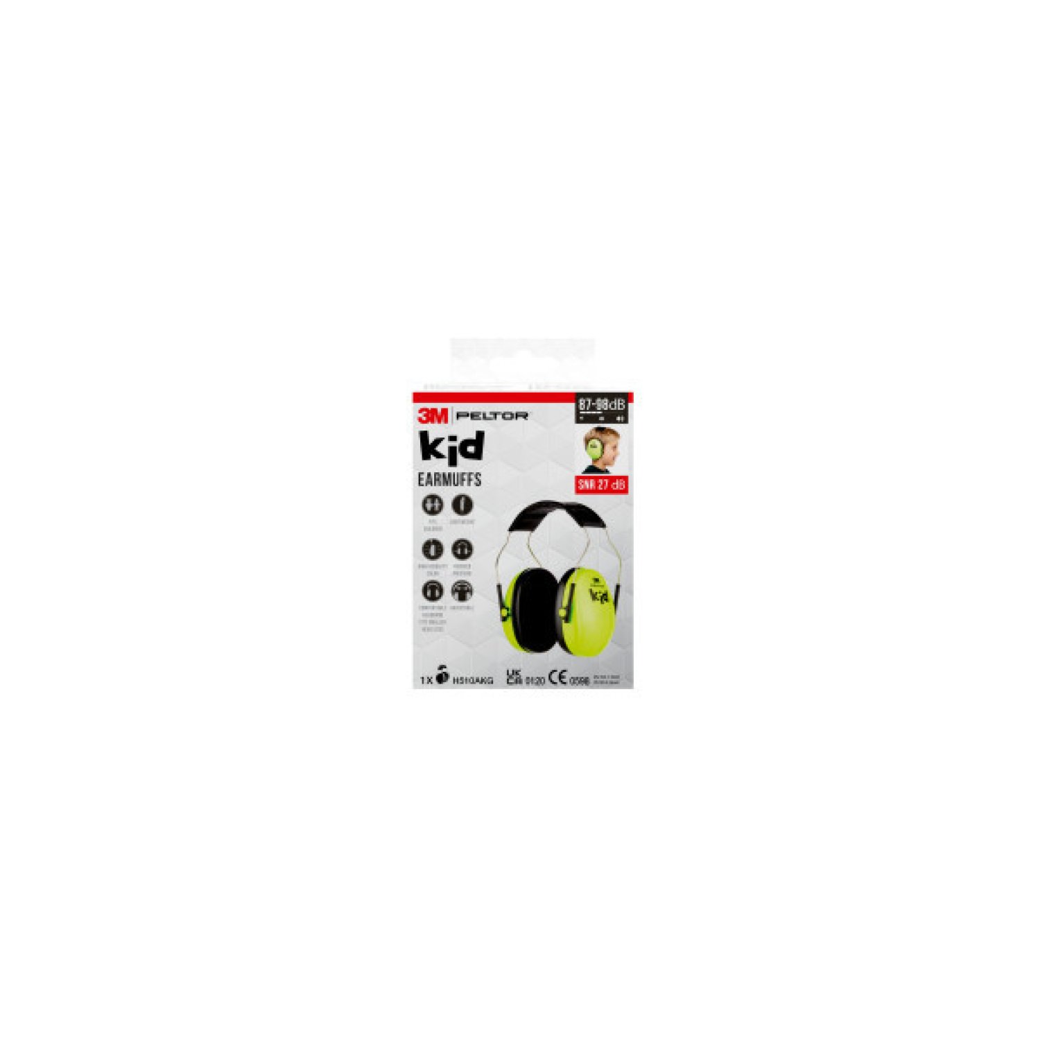 3M Peltor · Cascos Protección Auditiva Infantil · H510AKG-1 · SNR 27dB · Verde Neón