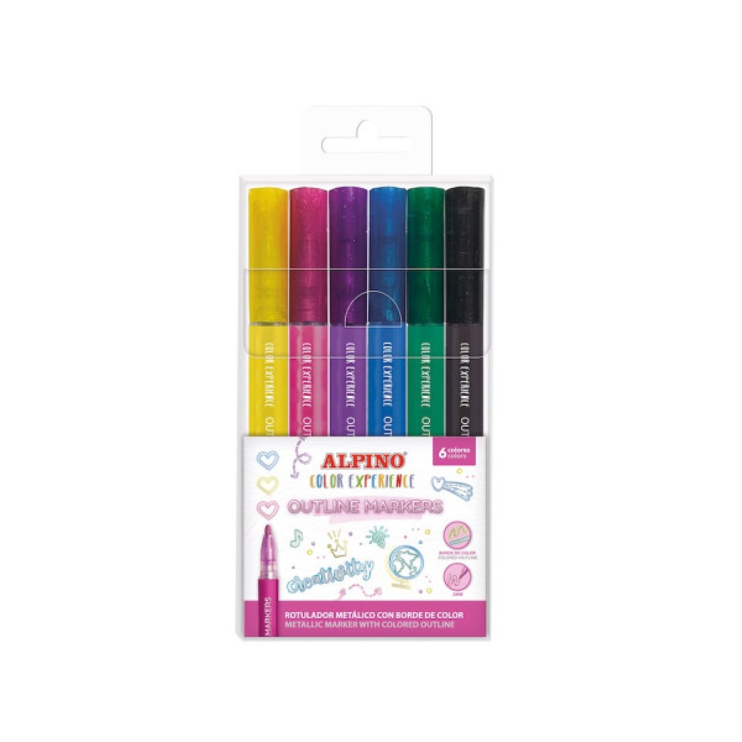 Alpino · Marcadores · Punta Redonda · 6 Colores Surtidos