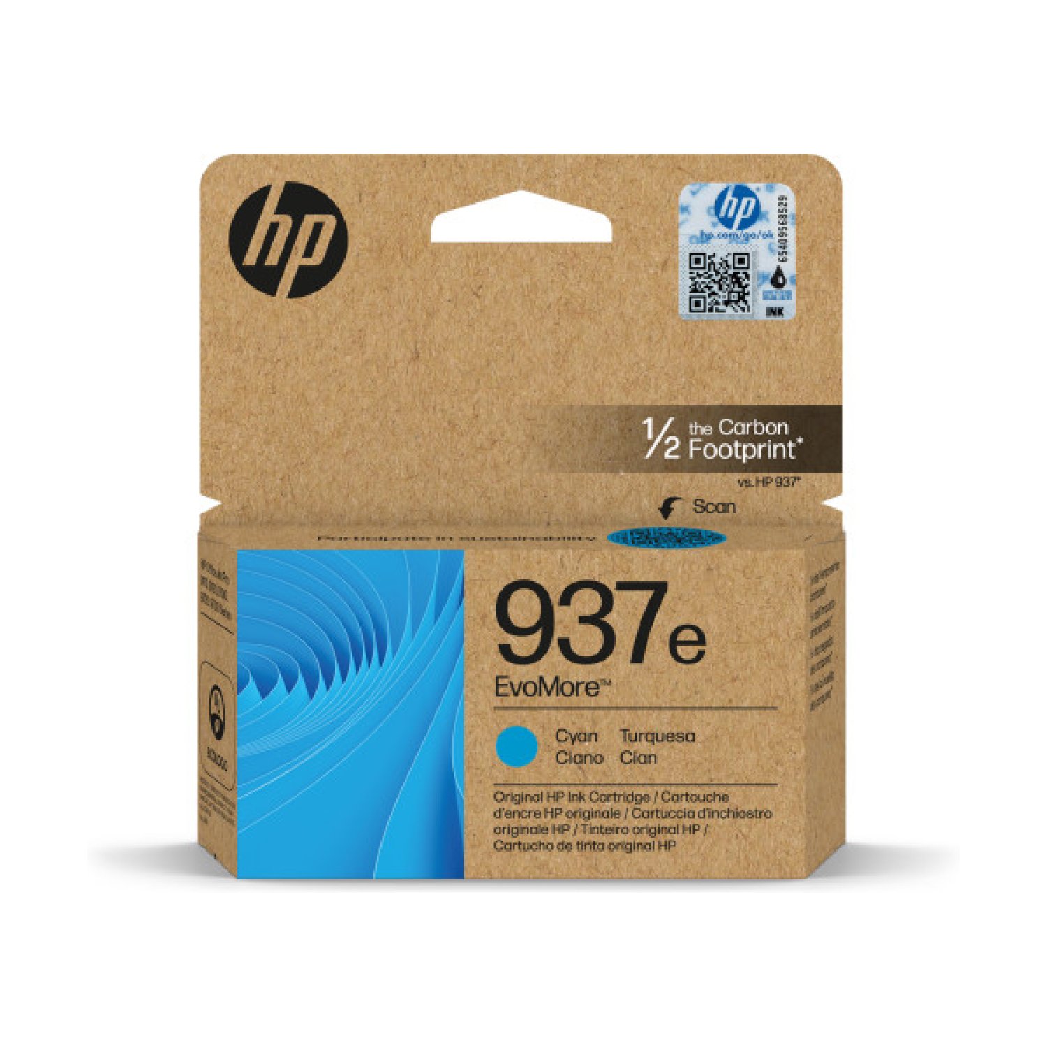 HP Cartucho de Tinta Original 937e · Cian · EvoMore