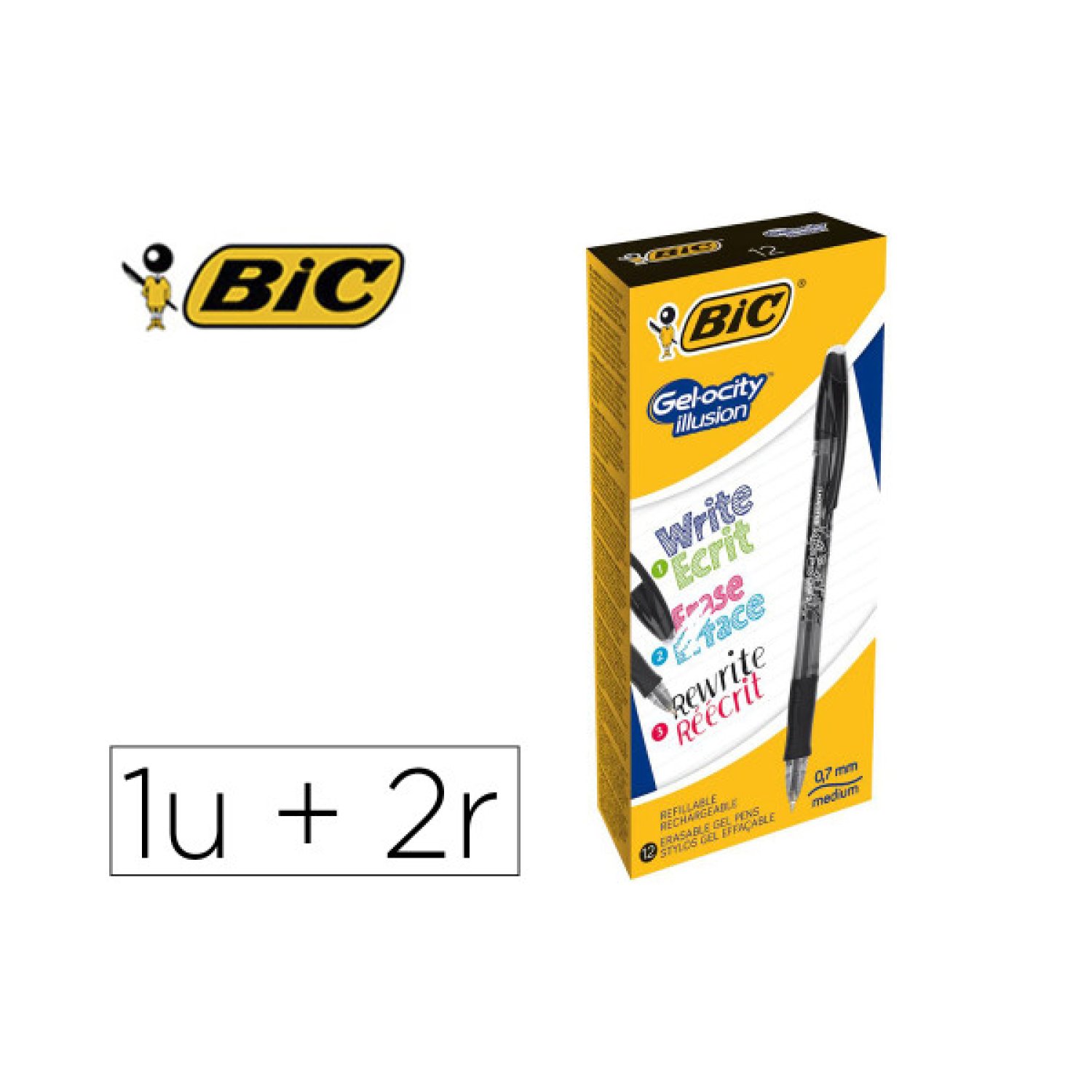 BIC · Bolígrafo de Gel Borrable · Negro