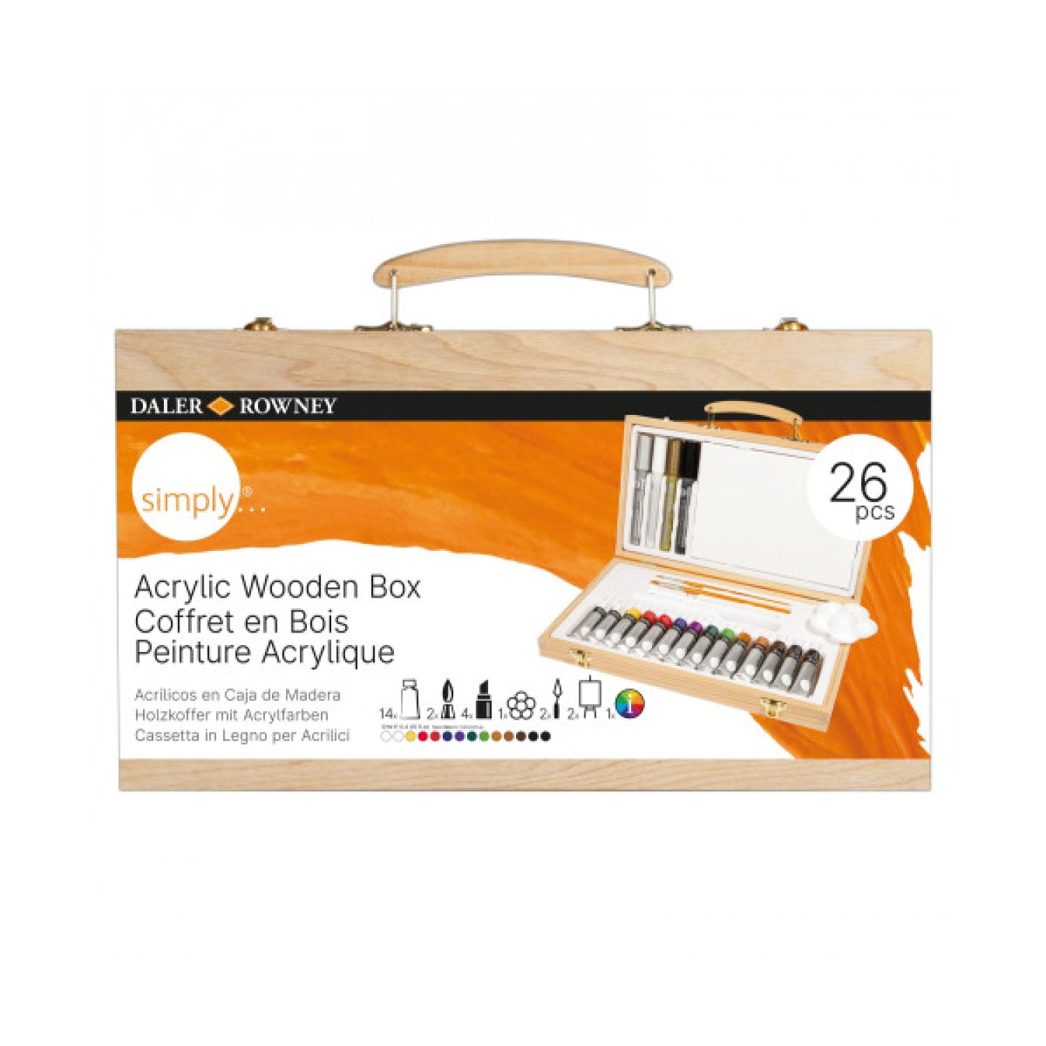 Daler Rowney · Set de Pintura Acrílica · 12 Colores · Caja de Madera