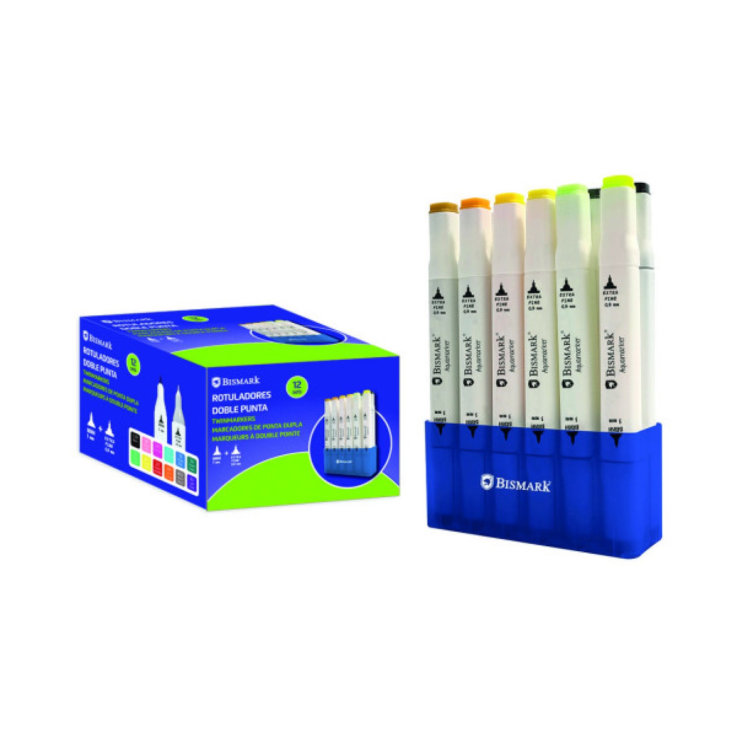 Bismark · Estuche 12 Rotuladores Doble Punta · Colores Variados