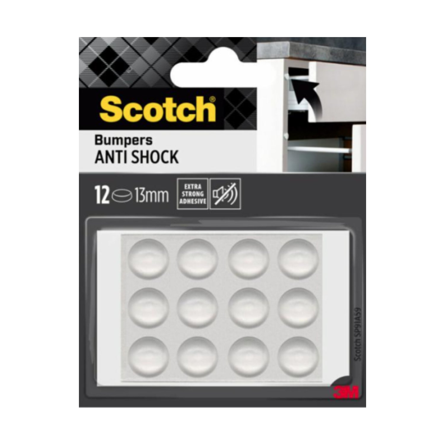 Scotch · Topes Adhesivos Antigolpes · 12 unidades · 13mm · Transparentes
