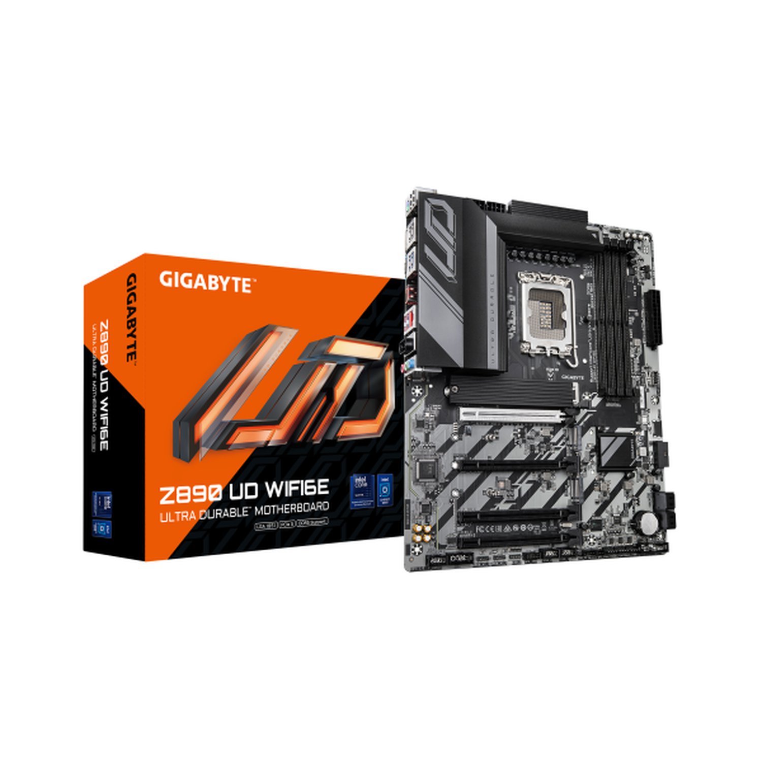 GIGABYTE Placa base Z890 UD WIFI6E - Compatible con CPUs Intel Core Ultra (Serie 2), VRM de 12+1+2 fases, hasta 8800MHz DDR5 (OC), 1xPCIe 5.0 + 2xPCIe 4.0, Wi-Fi 6E, LAN 2.5GbE, USB 4