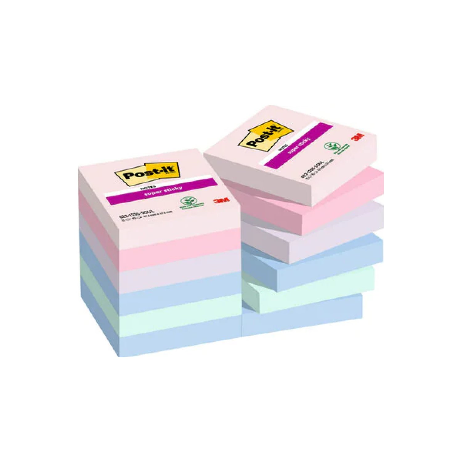 Post-it Super Sticky · Pack 12 Blocs · 90 Hojas · 47,6x47,6mm · Colección Soulful