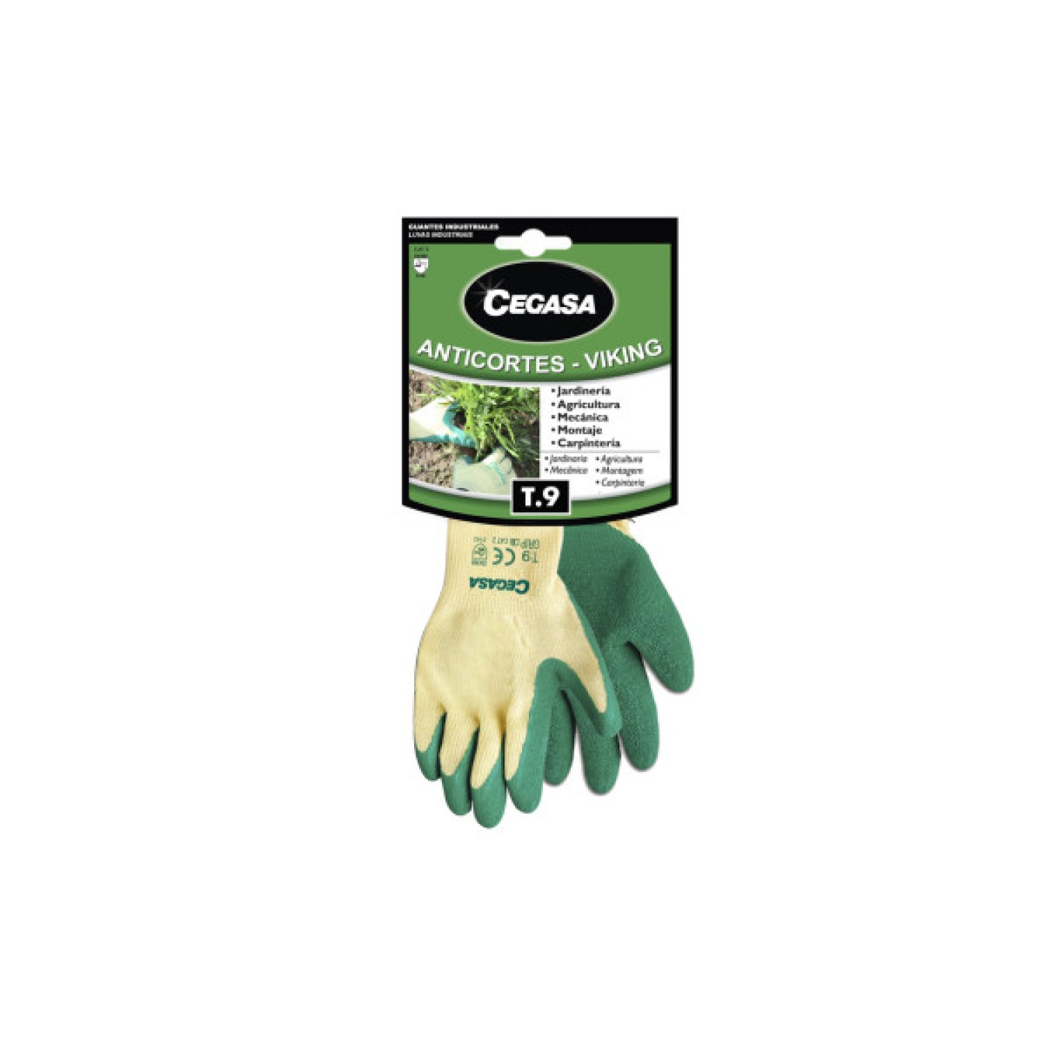 Viking · Guantes Anticortes · Algodón/Látex Verde · Talla L Grande