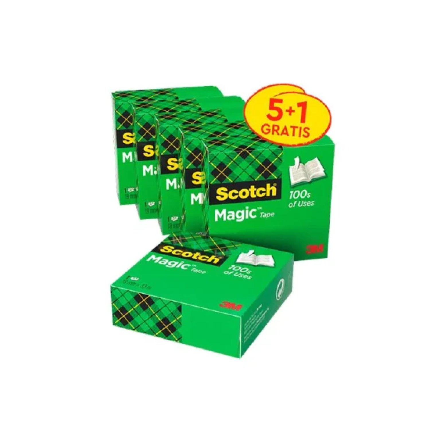 Scotch · Cinta Invisible · Pack 5+1 Rollos · 19mm x 33m