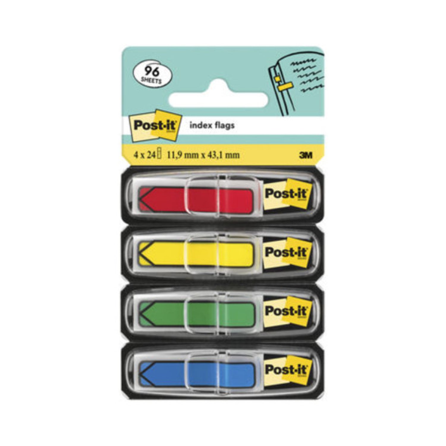 Post-it · Pack 4 Dispensadores · 24 Marcadores Index Flecha · Colores Surtidos